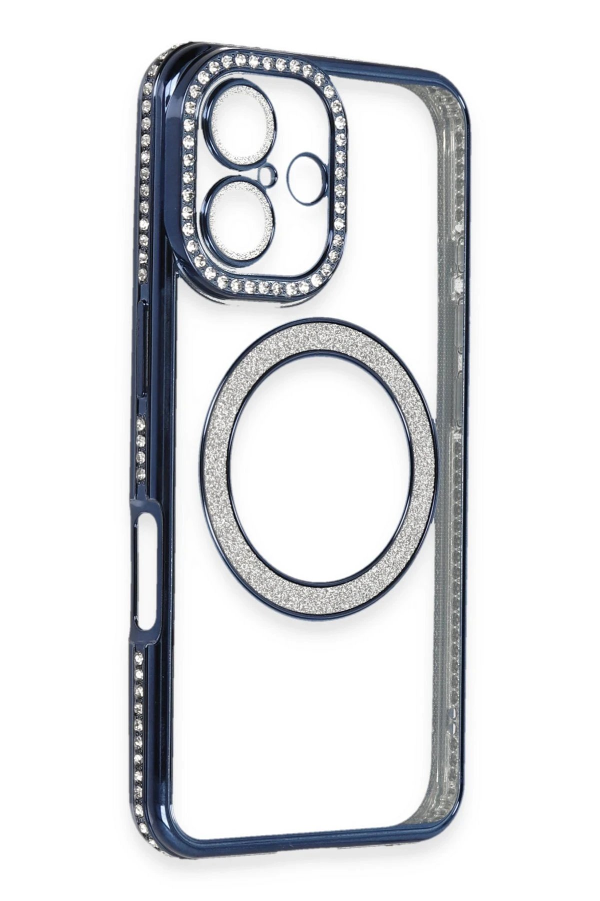 Newface iPhone 16 Plus Kılıf Joke Simli Magneticsafe Kılıf - Lacivert