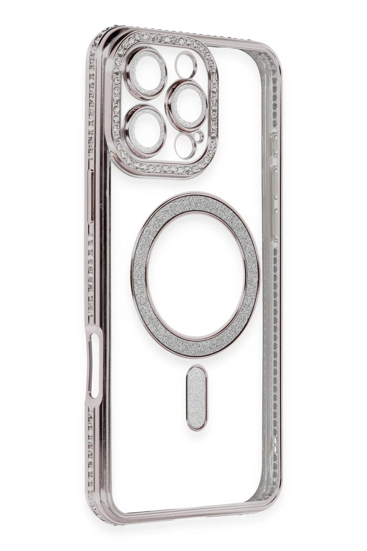 Newface iPhone 16 Pro Kılıf Joke Simli Magneticsafe Kılıf - Pembe