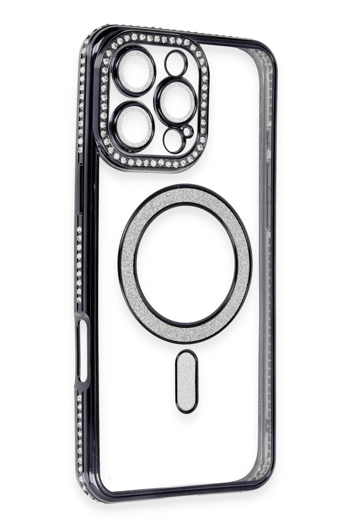 Newface iPhone 16 Pro Max Kılıf Joke Simli Magneticsafe Kılıf - Siyah