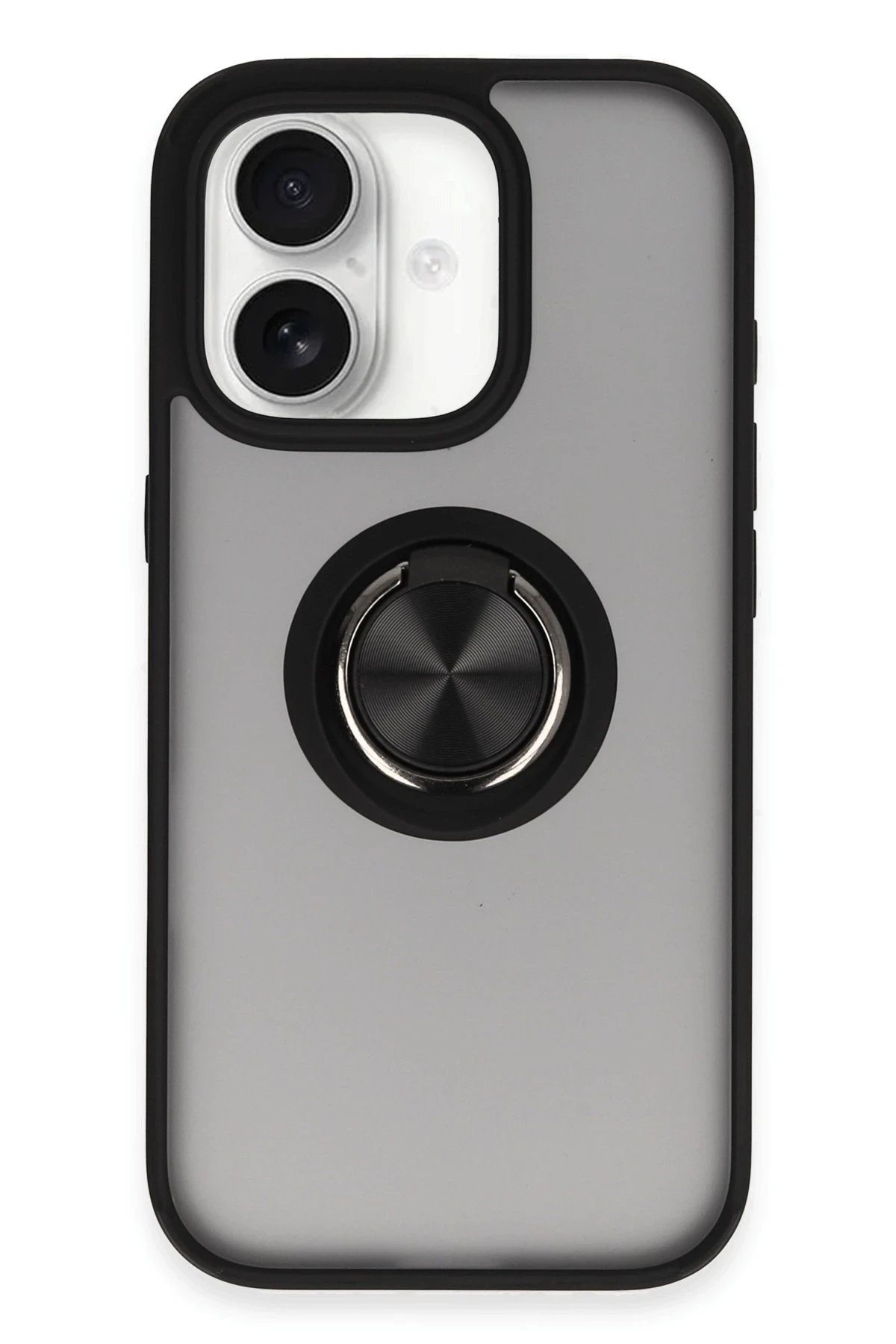 Newface iPhone 16 Kılıf Montreal Yüzüklü Silikon Kapak - Siyah