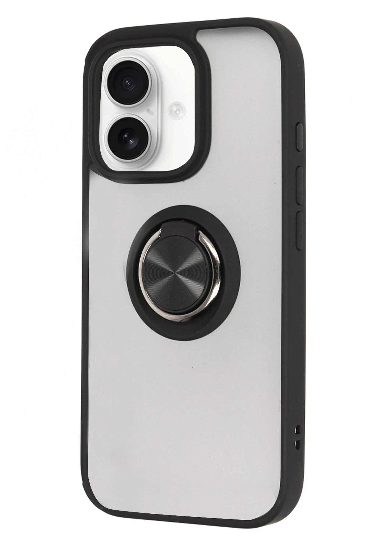 Newface iPhone 16 Kılıf Montreal Yüzüklü Silikon Kapak - Siyah