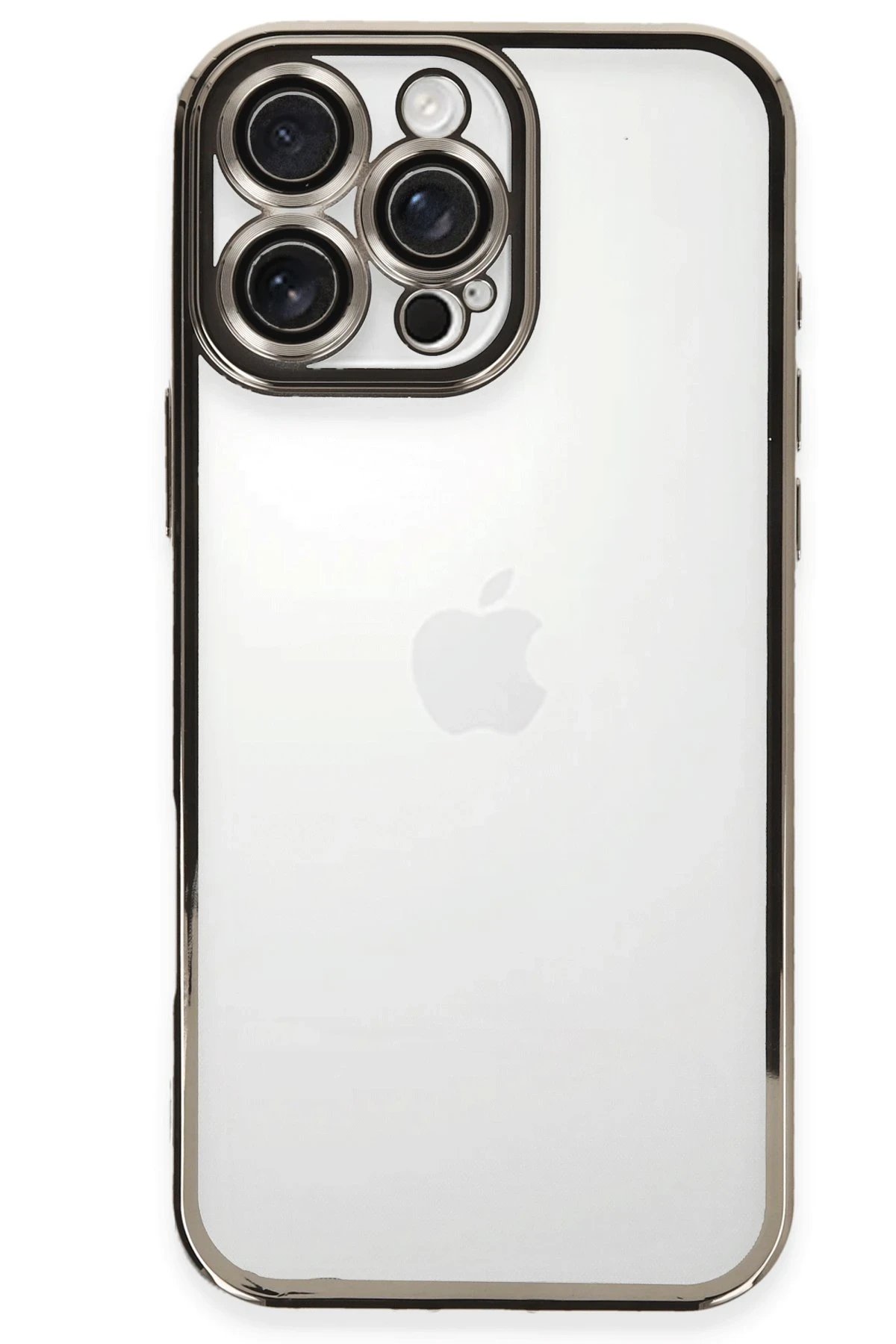 Newface iPhone 16 Pro Kılıf Razer Lensli Silikon - Titanyum Gri