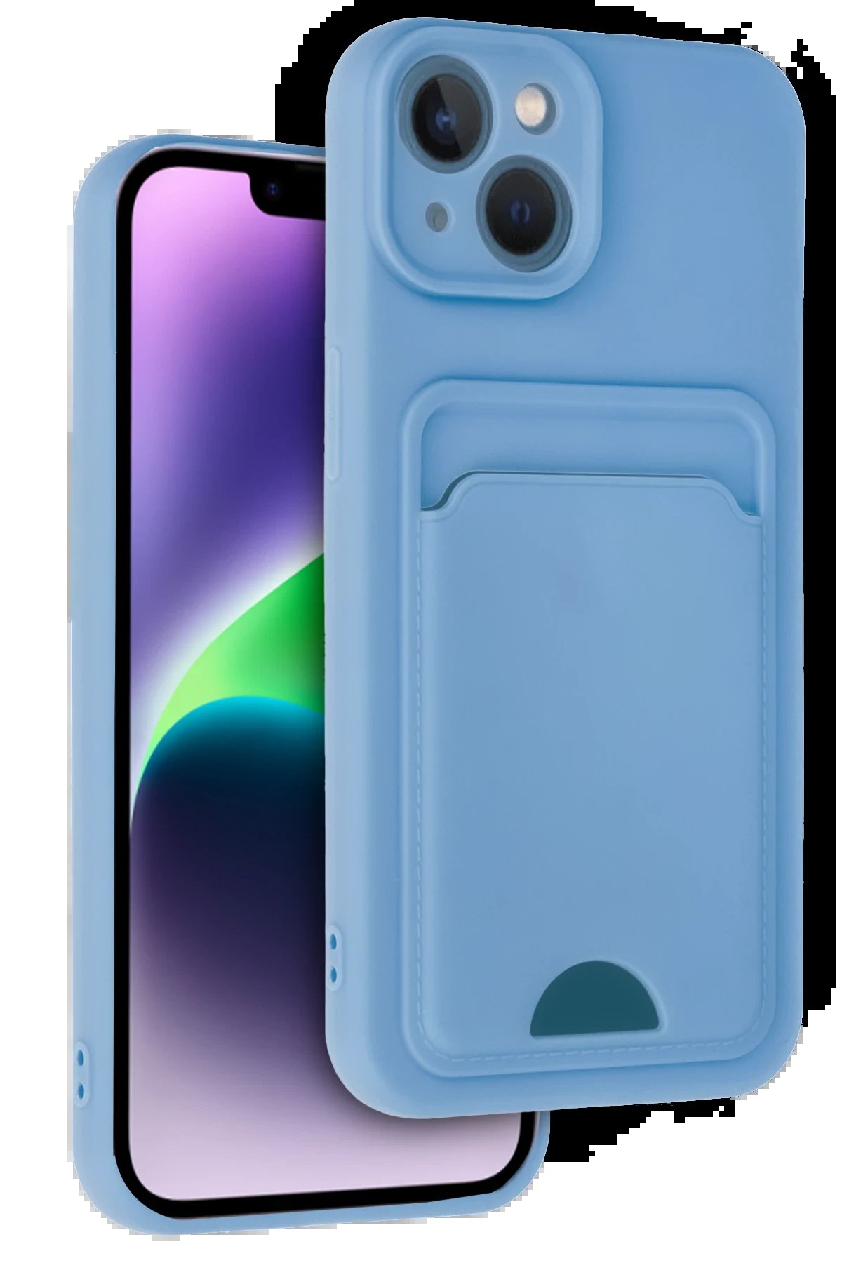 Newface iPhone 14 Kılıf Kelvin Kartvizitli Silikon - Mavi