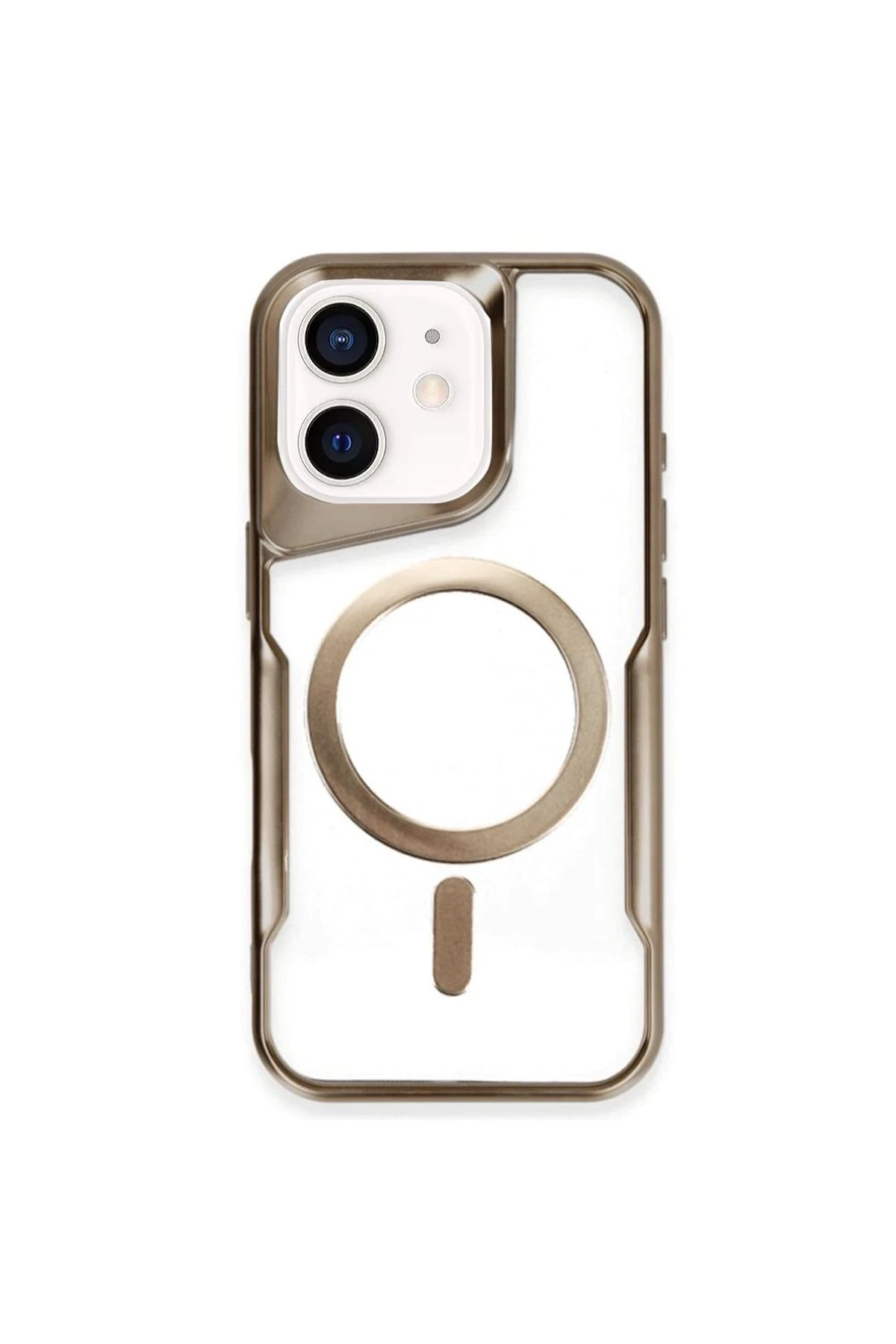 Newface iPhone 12 Kılıf Boyi Magsafe Silikon Kapak - Kahverengi