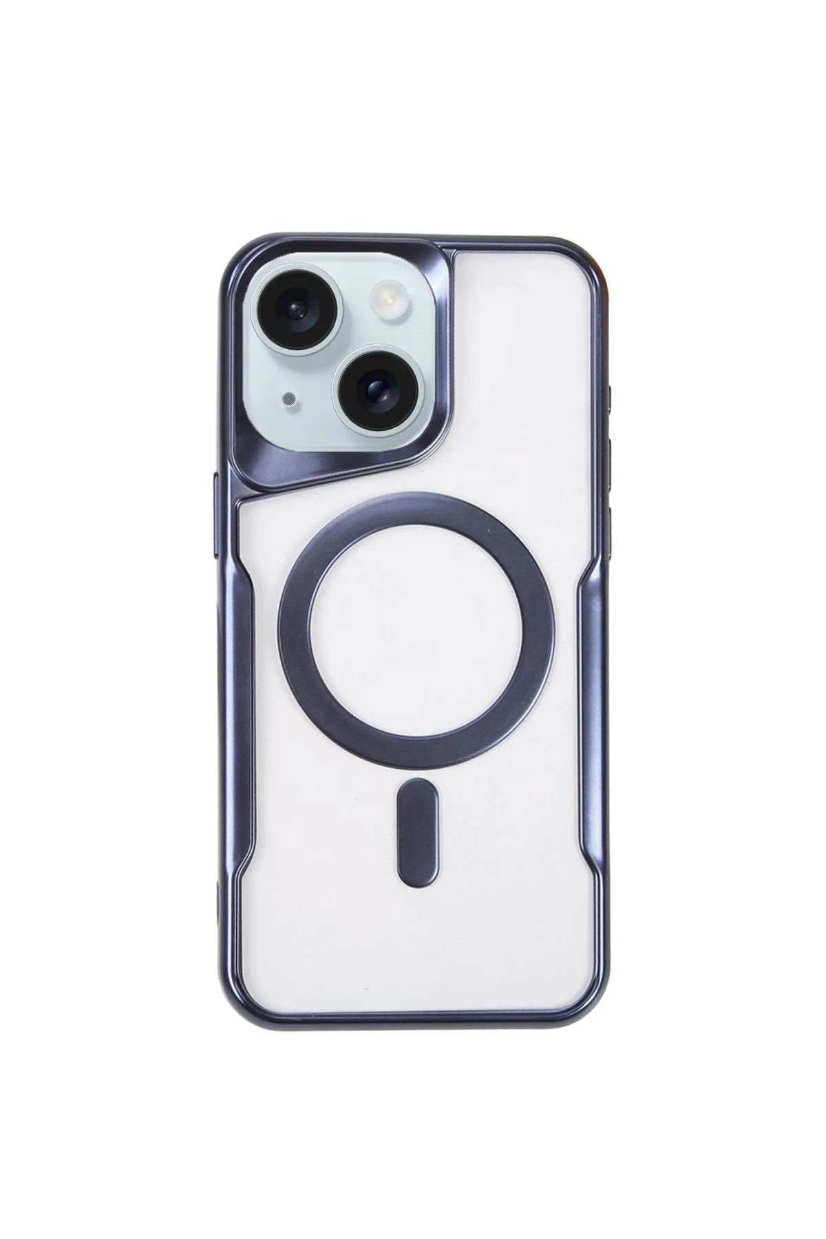 Newface iPhone 15 Plus Kılıf Boyi Magsafe Silikon Kapak - Lacivert