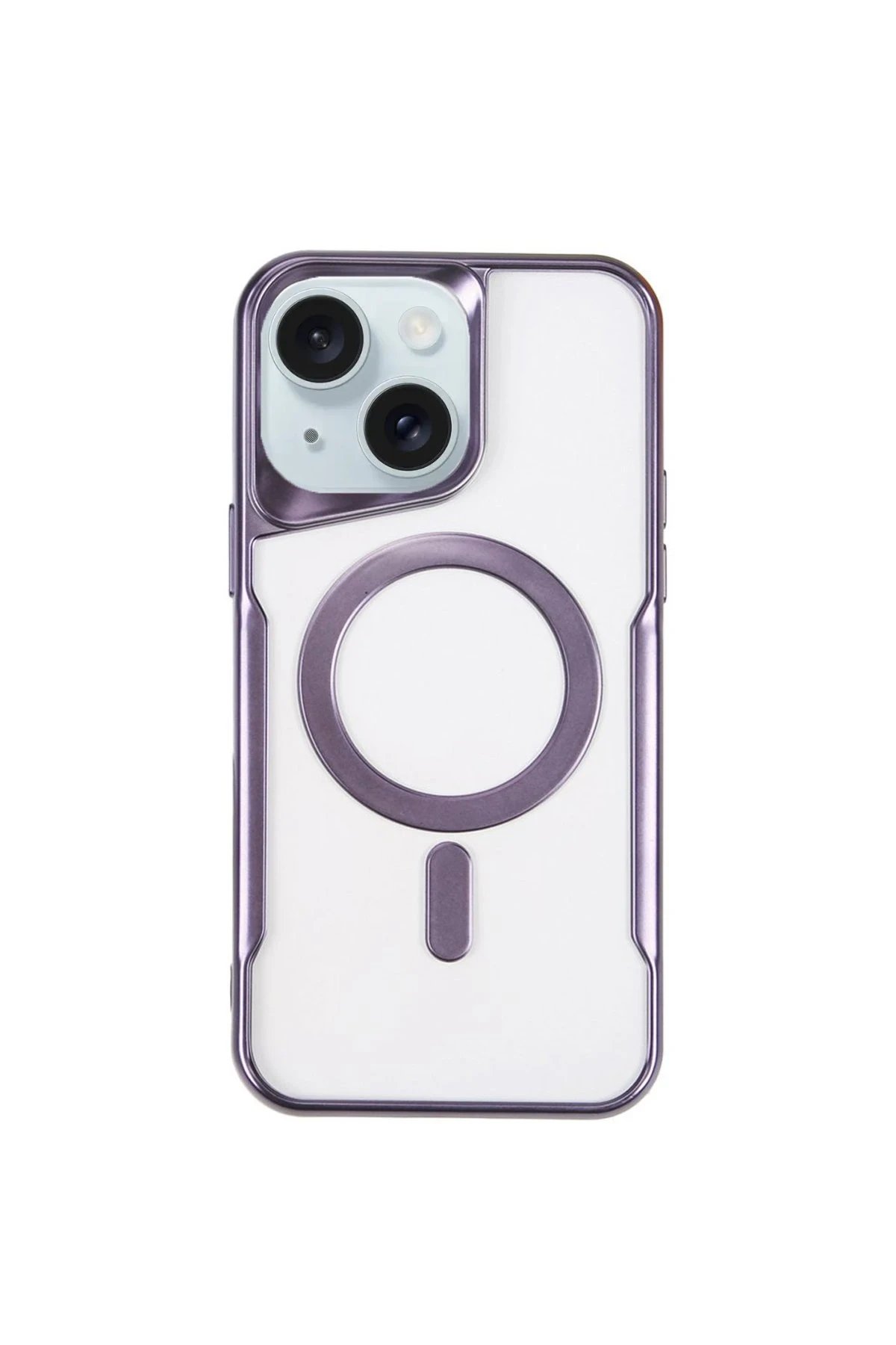 Newface iPhone 15 Plus Kılıf Boyi Magsafe Silikon Kapak - Derin Mor