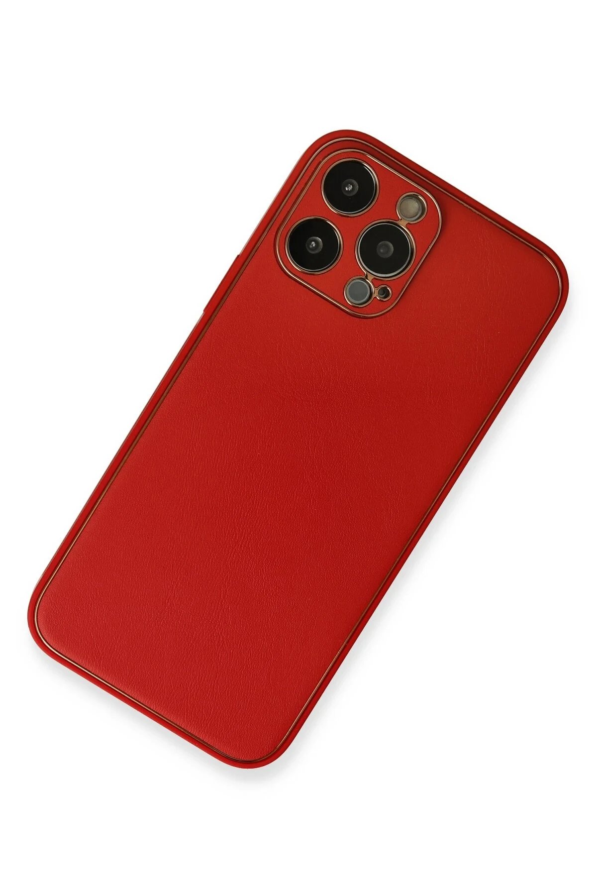 Newface iPhone 13 Pro Max Kılıf Coco Deri Silikon Kapak - Kırmızı