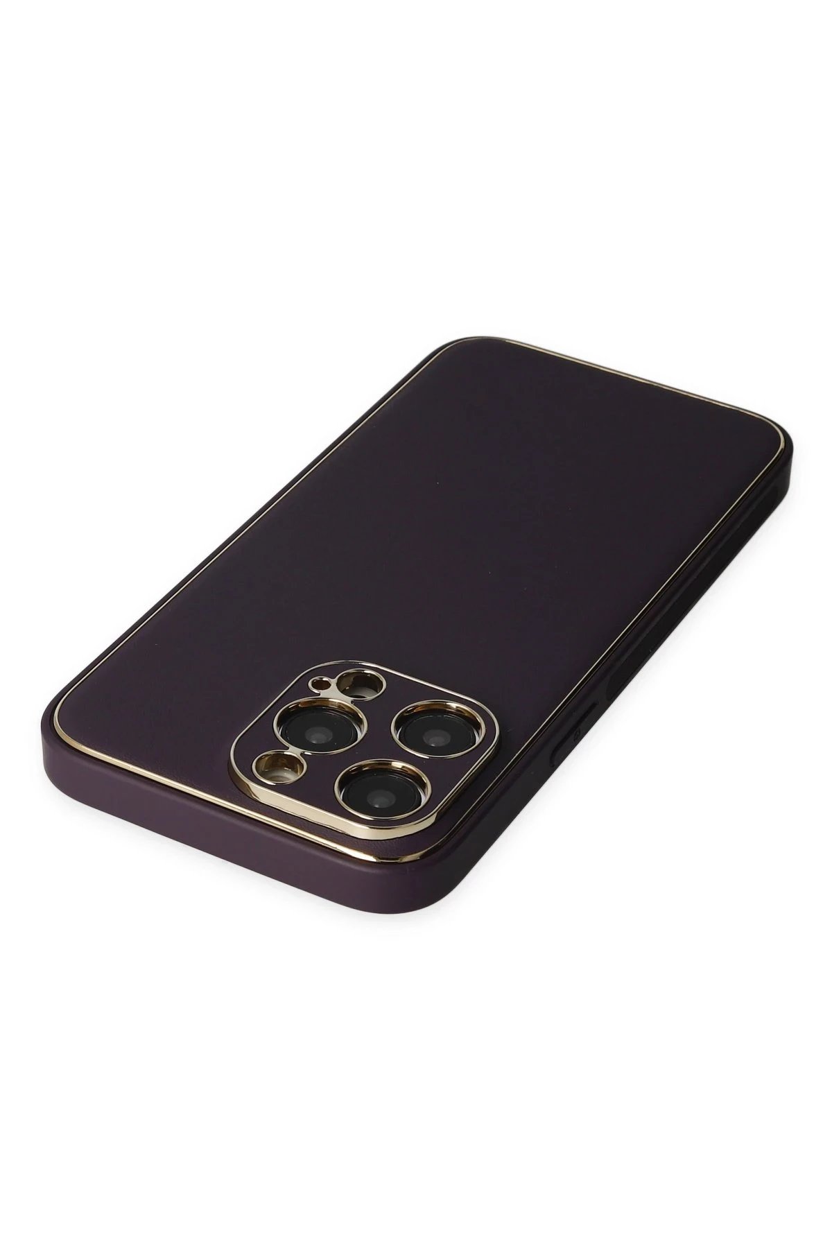 Newface iPhone 13 Pro Max Kılıf Coco Deri Silikon Kapak - Derin Mor