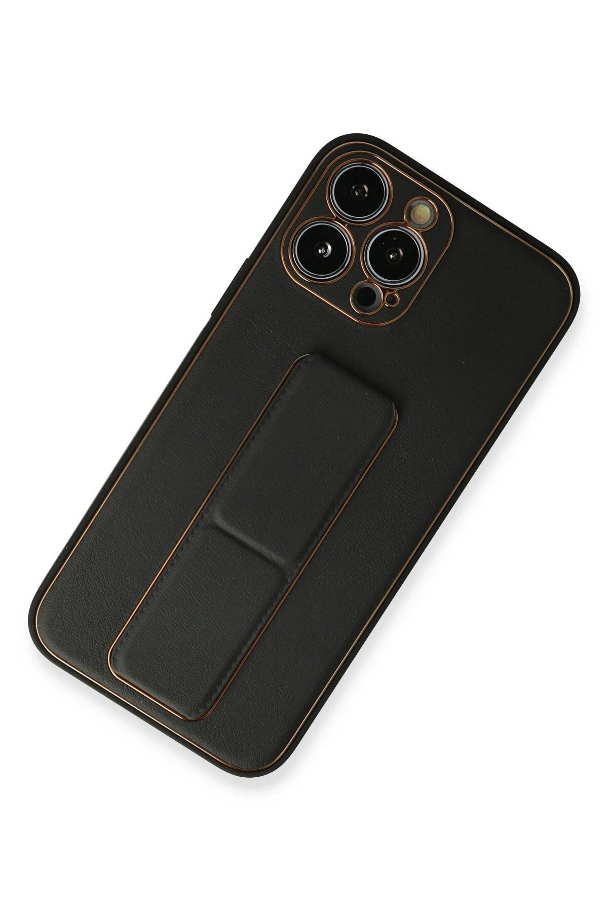 Newface iPhone 13 Pro Max Kılıf Coco Deri Standlı Kapak - Siyah