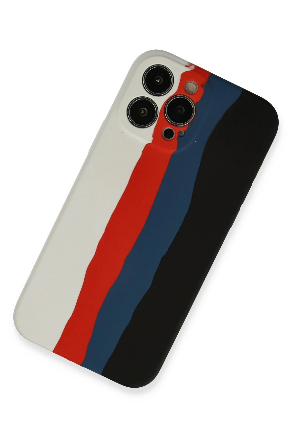 Newface iPhone 13 Pro Kılıf Ebruli Lansman Silikon - Beyaz-Siyah