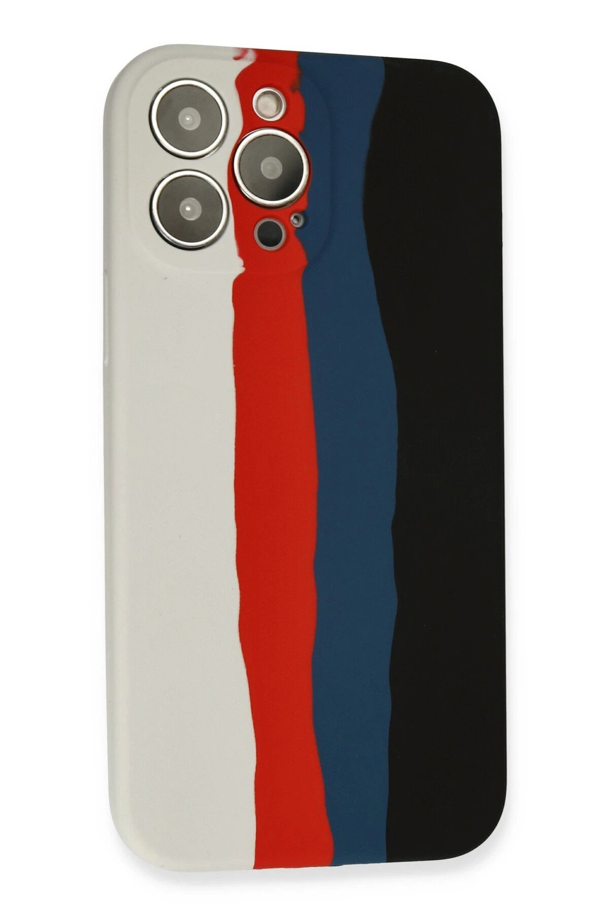 Newface iPhone 13 Pro Kılıf Ebruli Lansman Silikon - Beyaz-Siyah