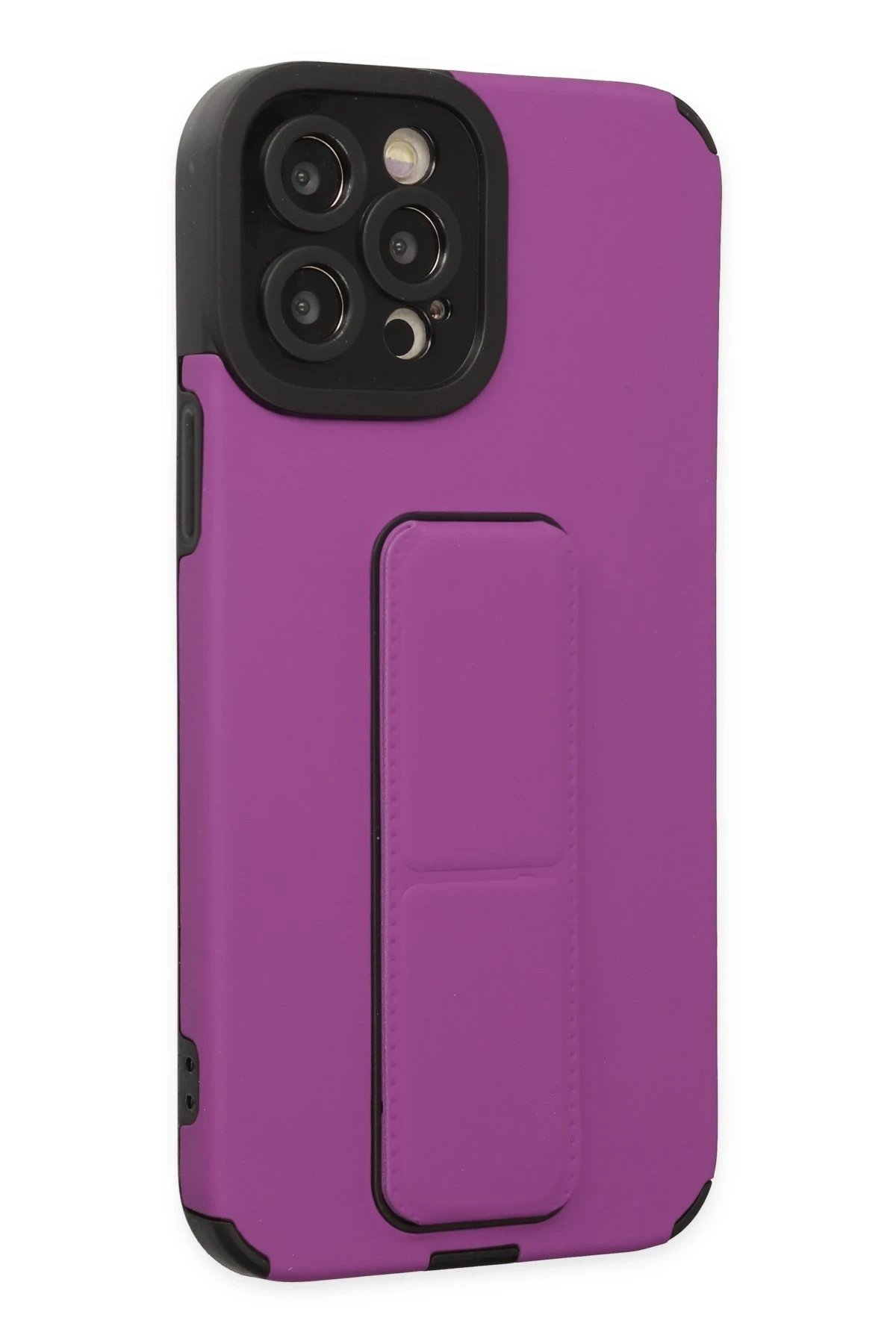 Newface iPhone 12 Pro Max Kılıf Mega Standlı Silikon - Mor