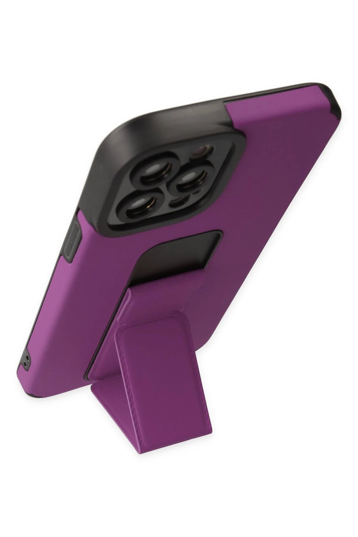 Newface iPhone 12 Pro Max Kılıf Mega Standlı Silikon - Mor