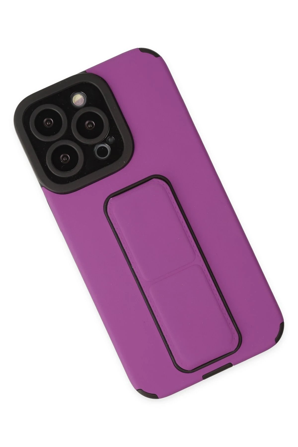 Newface iPhone 13 Pro Kılıf Mega Standlı Silikon - Mor