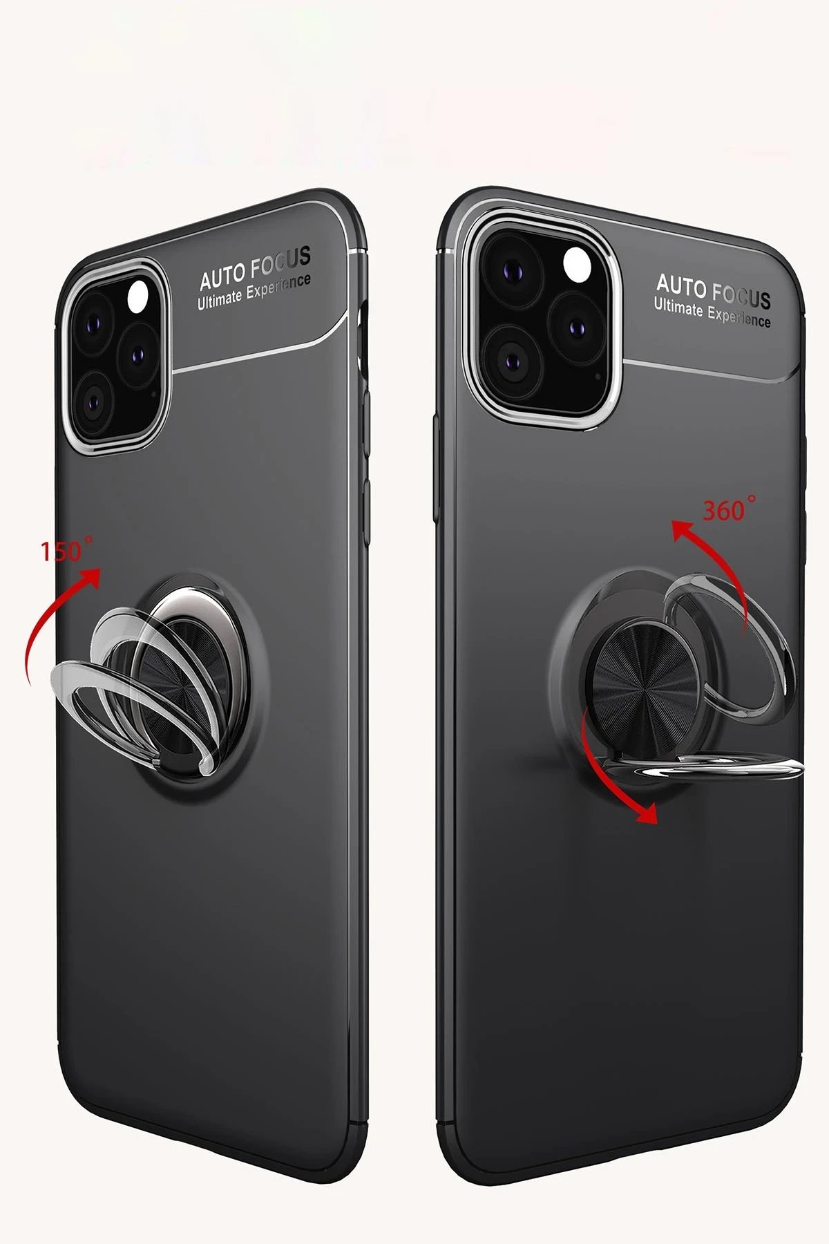 Newface iPhone 11 Pro Max Kılıf Range Yüzüklü Silikon - Siyah