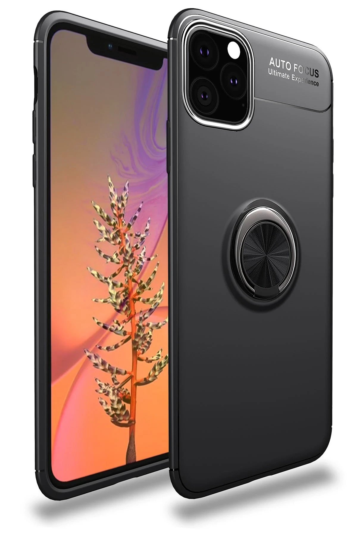 Newface iPhone 11 Pro Kılıf Range Yüzüklü Silikon - Siyah