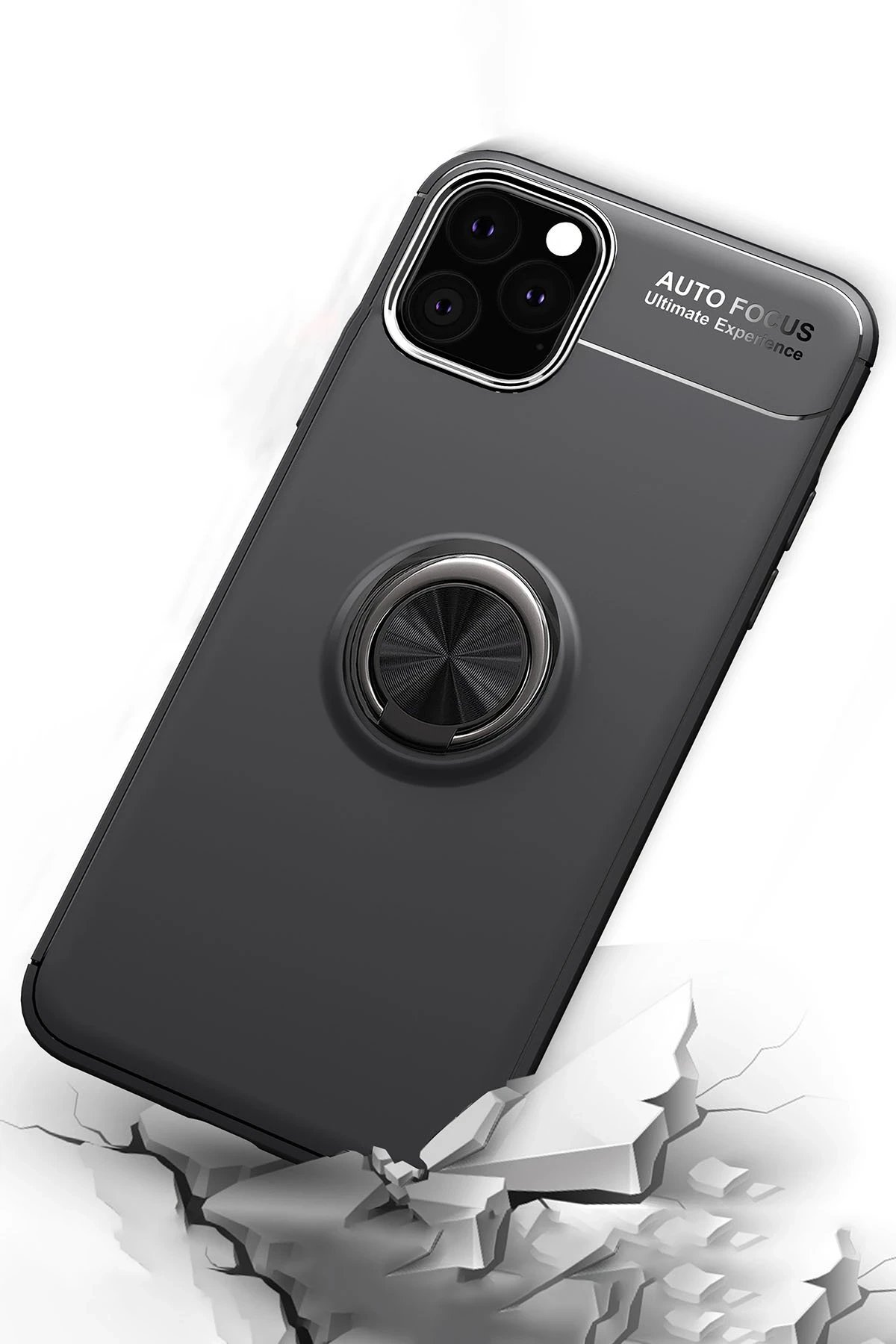 Newface iPhone 11 Pro Kılıf Range Yüzüklü Silikon - Siyah-Kırmızı