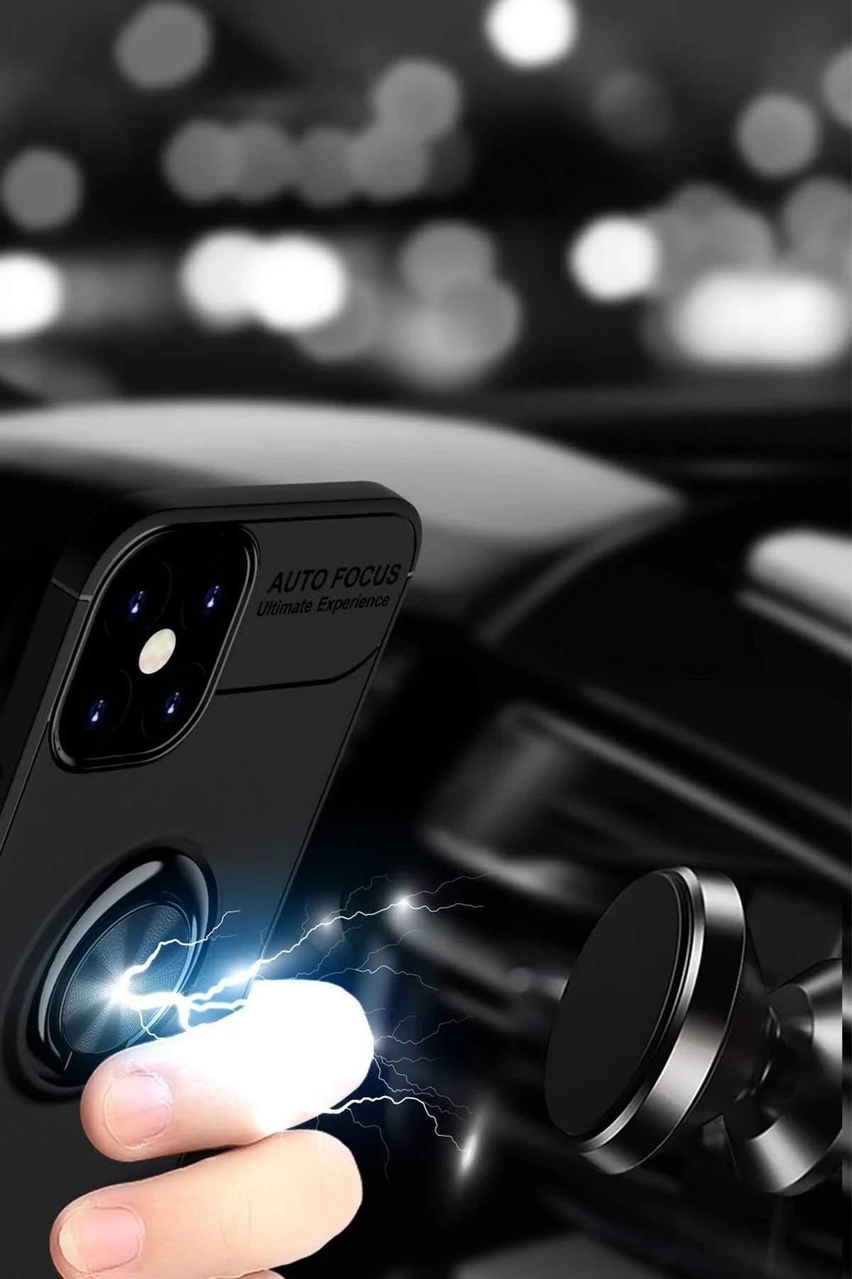 Newface iPhone 12 Mini Kılıf Range Yüzüklü Silikon - Siyah-Mavi