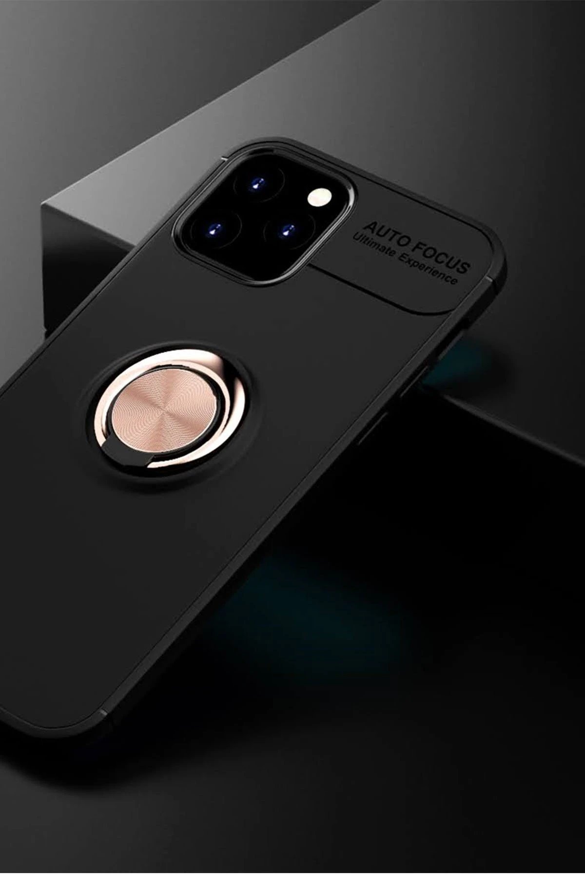 Newface iPhone 12 Kılıf Range Yüzüklü Silikon - Siyah-Gold