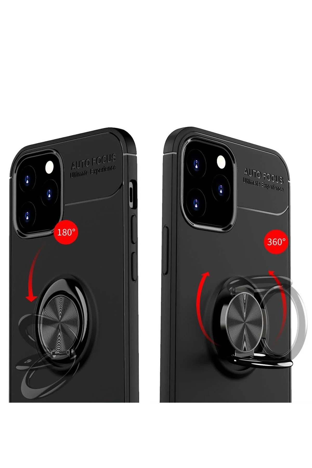 Newface iPhone 12 Kılıf Range Yüzüklü Silikon - Siyah-Gold