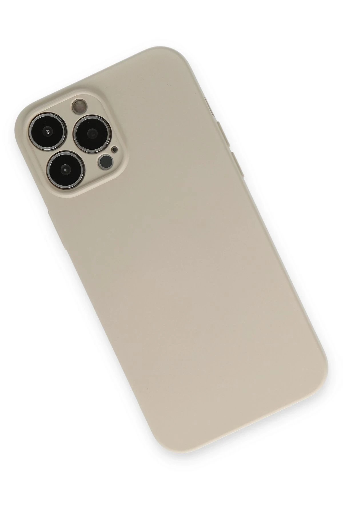 Newface iPhone 13 Pro Max Kılıf Nano içi Kadife Silikon - Bej