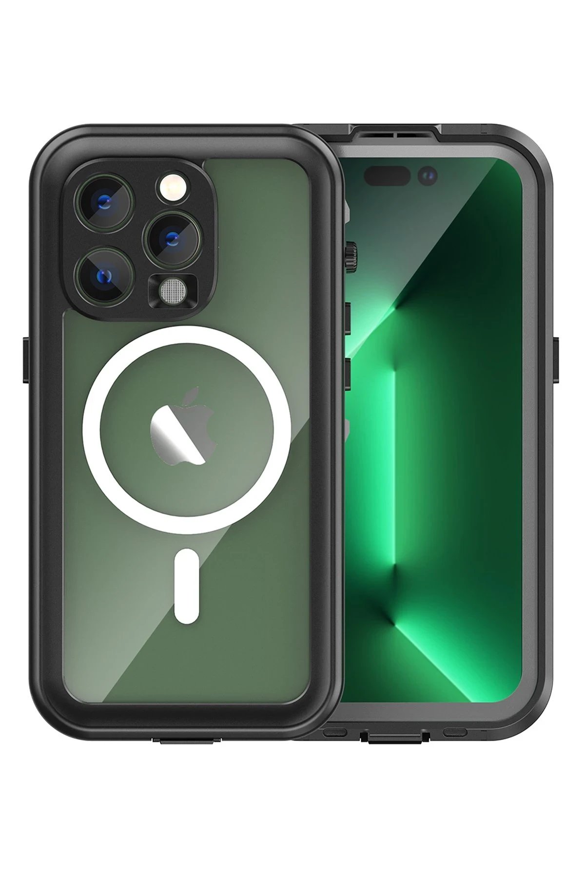 Newface iPhone 14 Pro Kılıf Red Pepper Magneticsafe Su Geçirmez Kılıf - Siyah-Gri