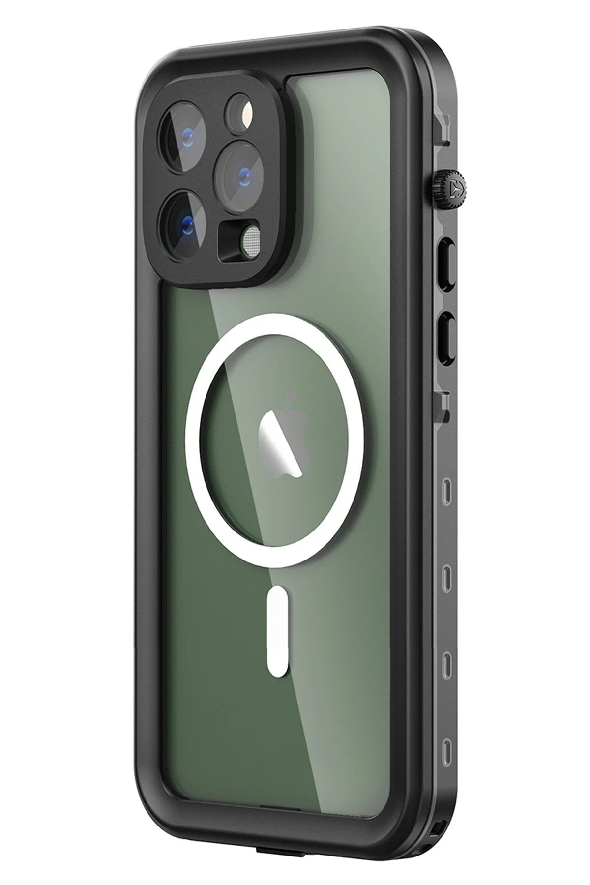 Newface iPhone 14 Pro Max Kılıf Red Pepper Magneticsafe Su Geçirmez Kılıf - Siyah-Gri