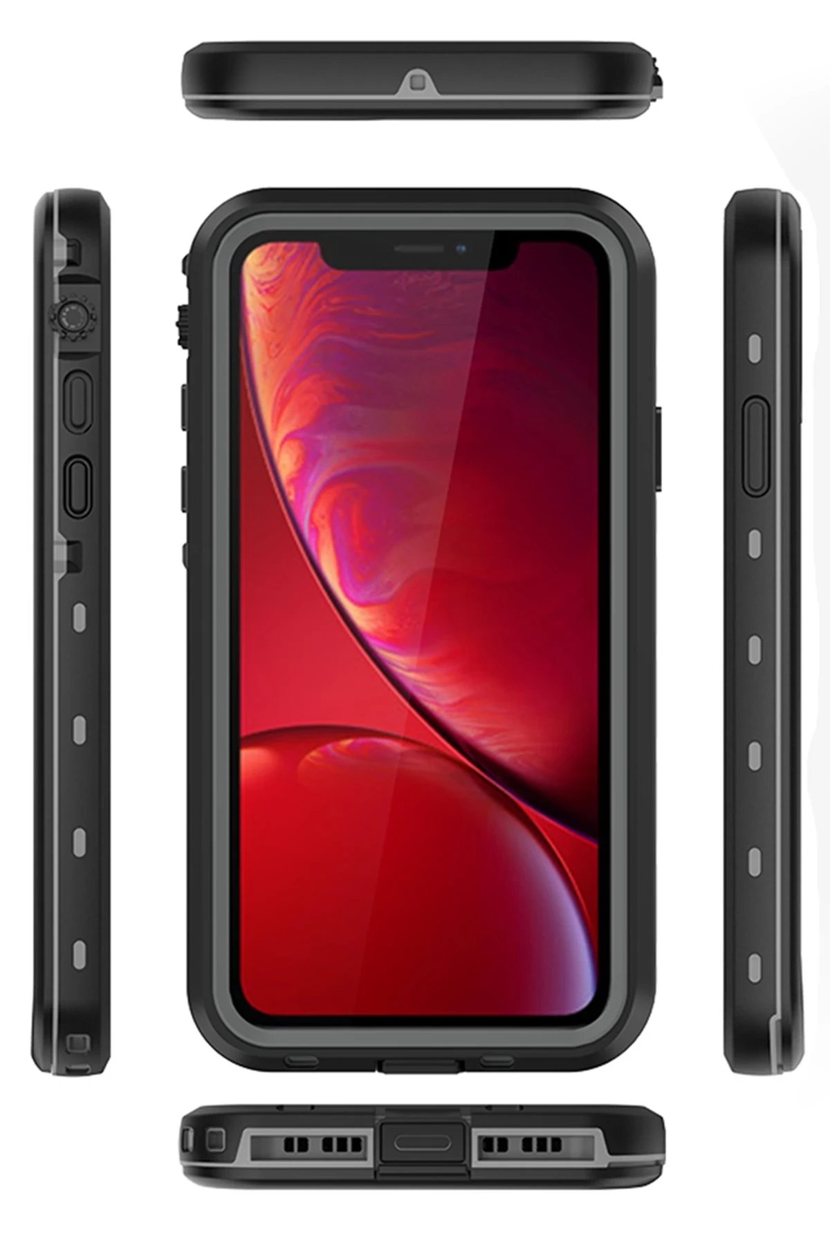 Newface iPhone 11 Kılıf Red Pepper Su Geçirmez Kılıf - Siyah-Gri