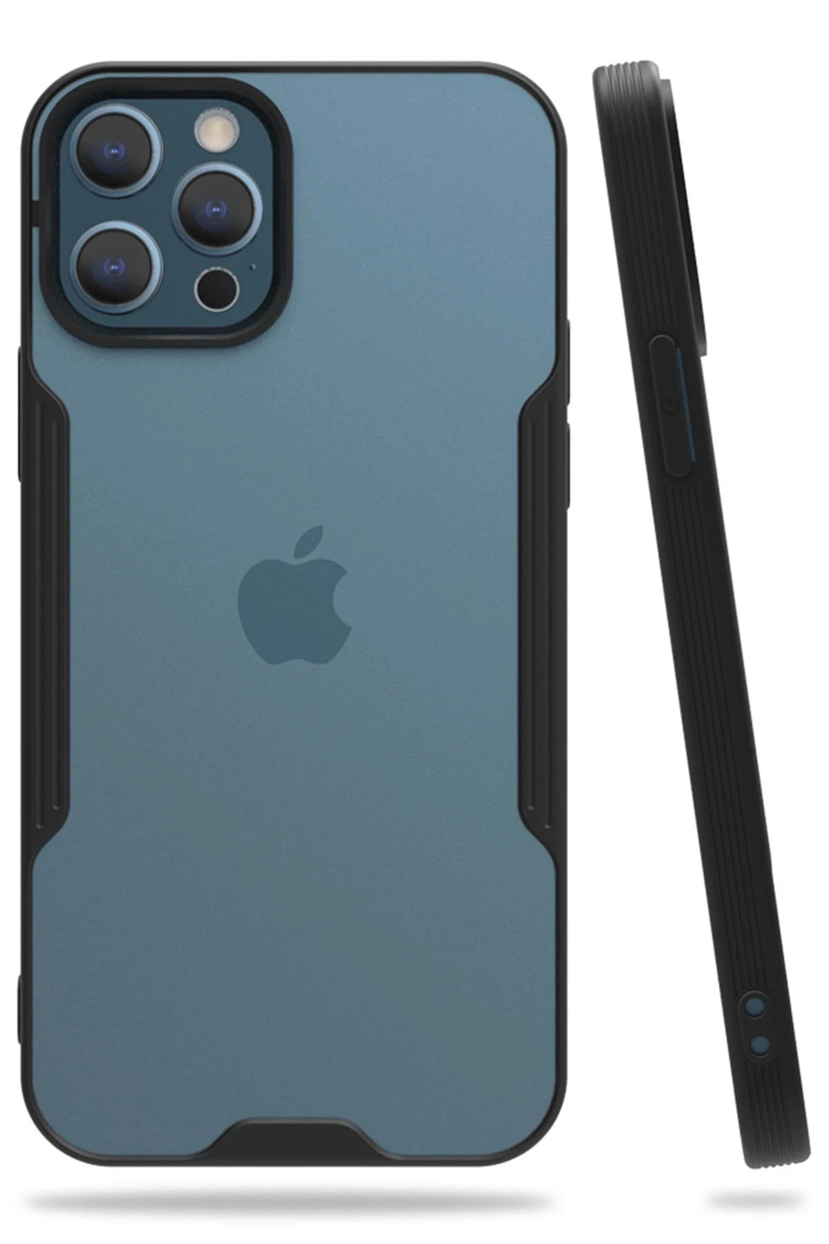 Newface iPhone 12 Pro Max Kılıf Platin Silikon - Siyah