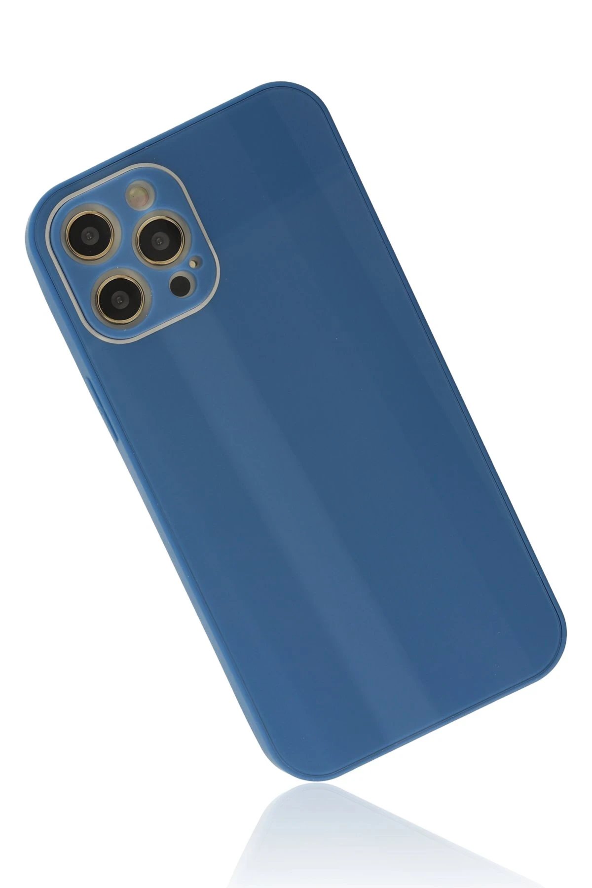 Newface iPhone 12 Pro Kılıf Glass Kapak - Mavi