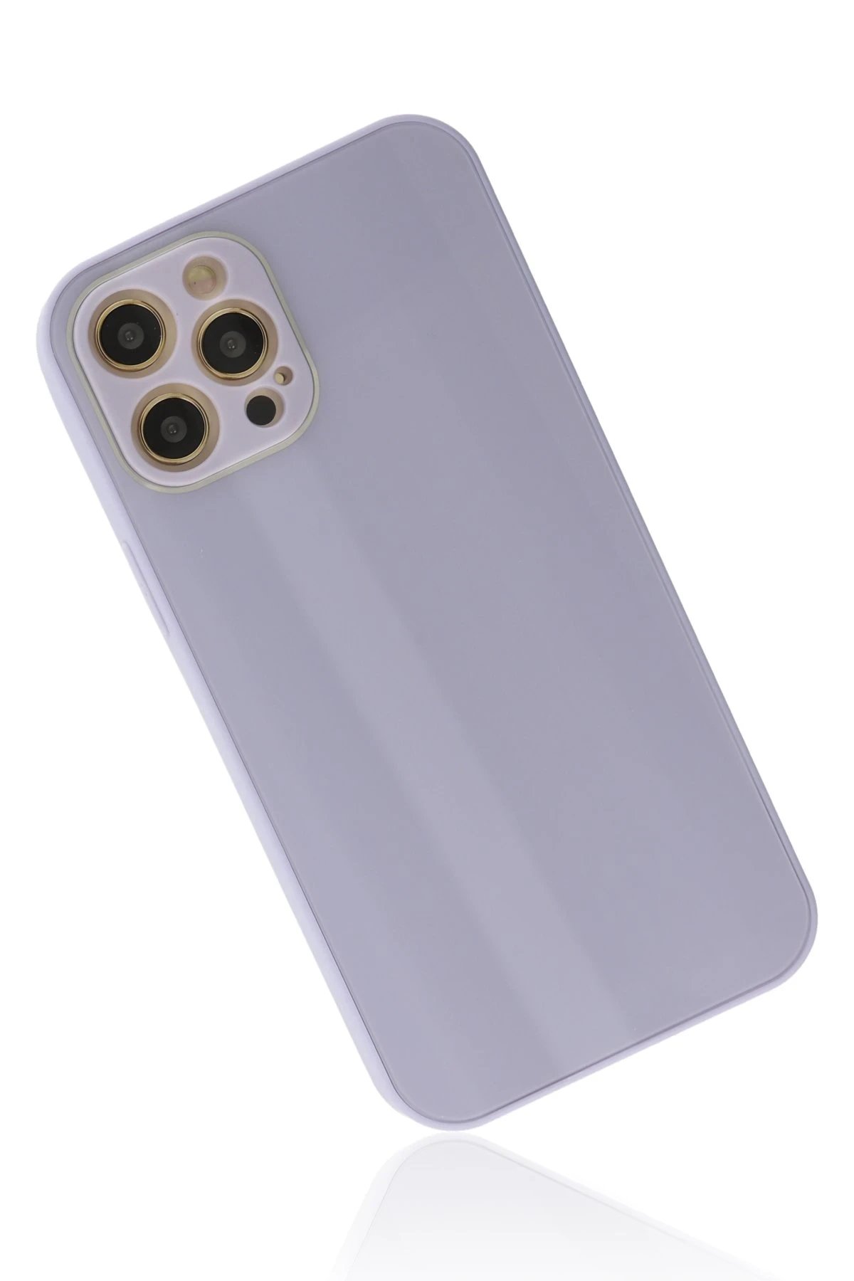 Newface iPhone 12 Pro Kılıf Glass Kapak - Lila