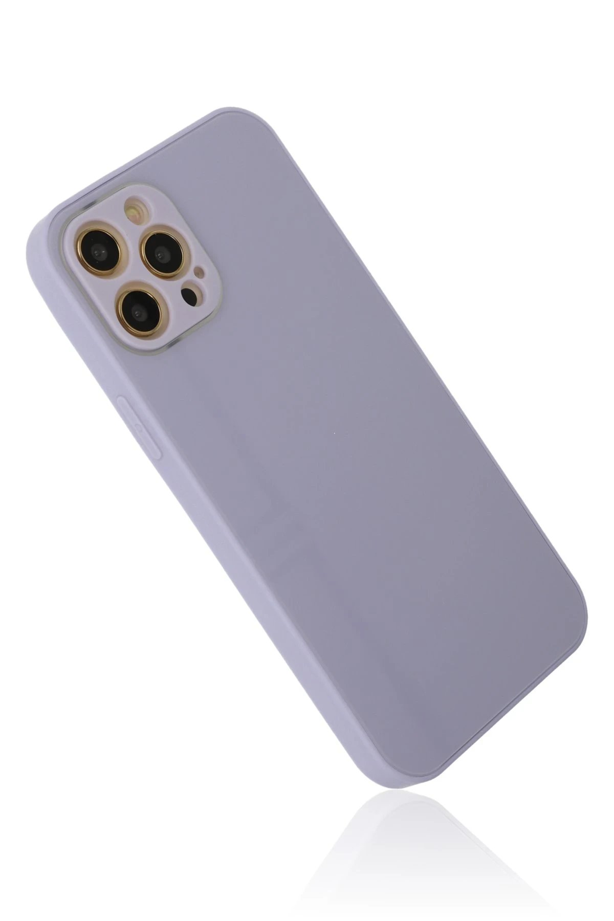 Newface iPhone 12 Pro Kılıf Glass Kapak - Lila