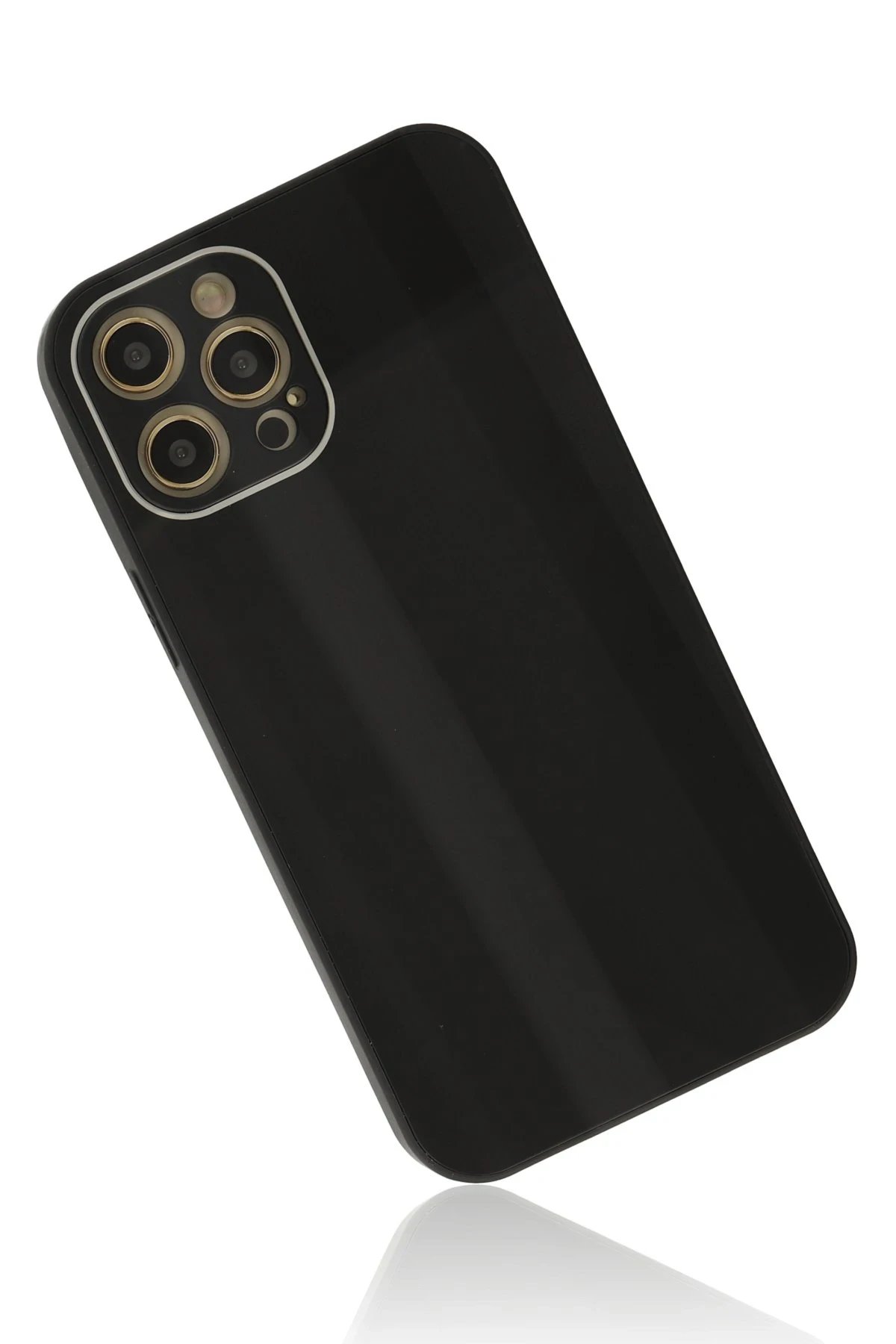 Newface iPhone 12 Pro Max Kılıf Glass Kapak - Siyah