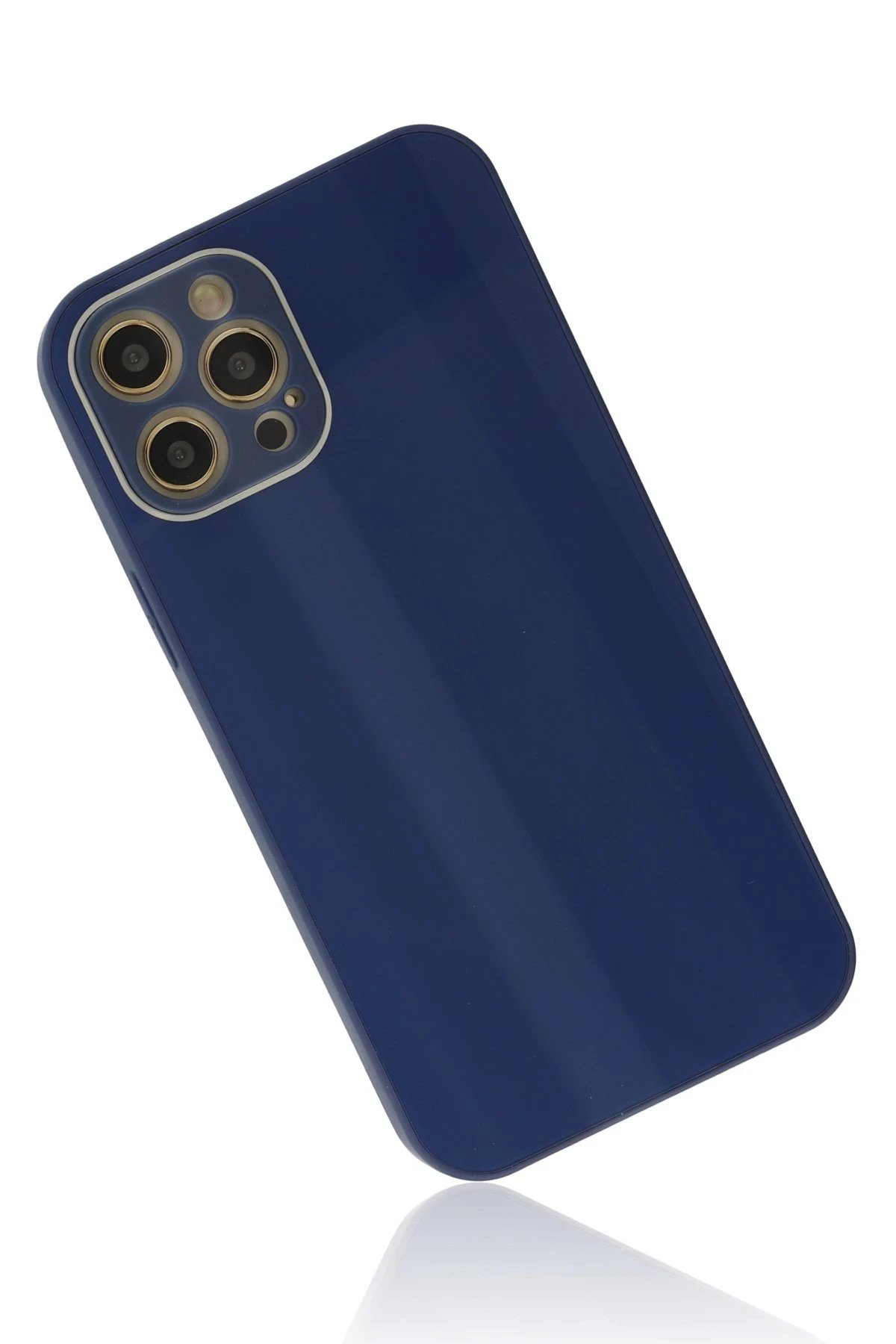 Newface iPhone 12 Pro Max Kılıf Glass Kapak - Lacivert