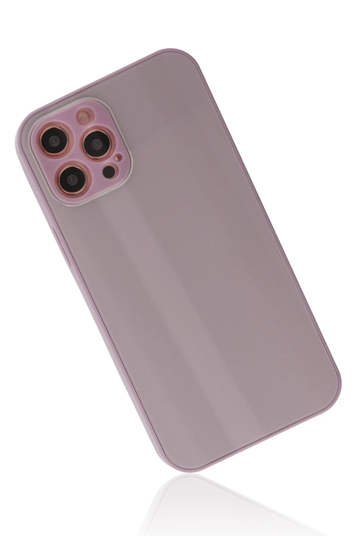 Newface iPhone 12 Pro Max Kılıf Glass Kapak - Mor