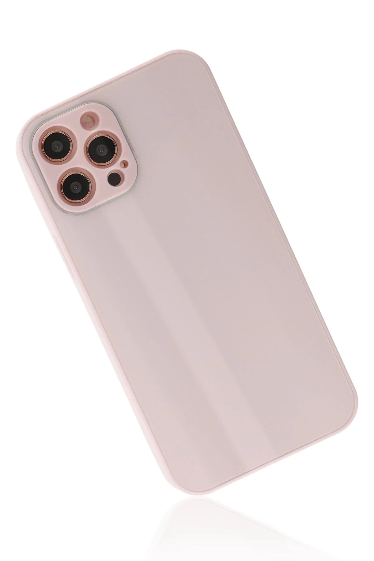 Newface iPhone 12 Pro Max Kılıf Glass Kapak - Pembe