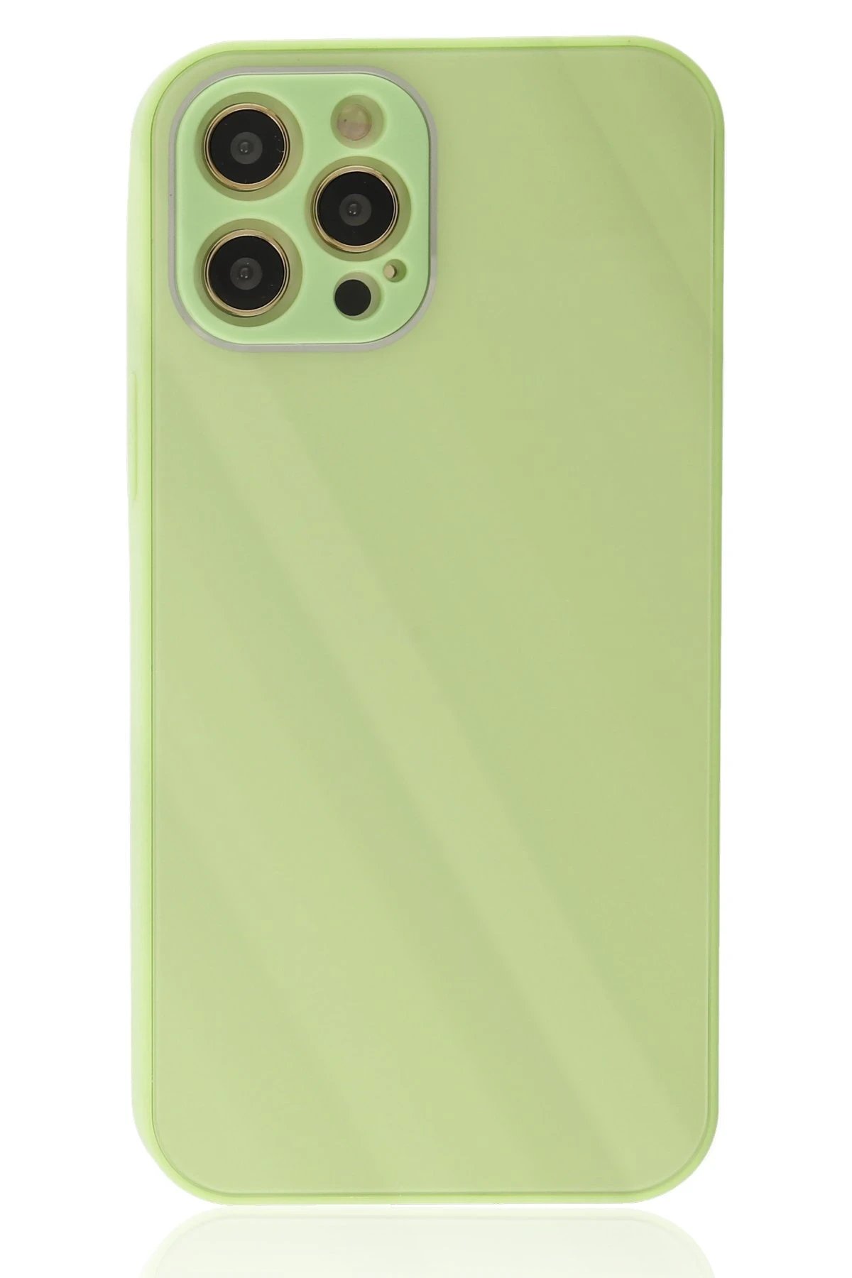 Newface iPhone 12 Pro Max Kılıf Glass Kapak - Açık Yeşil