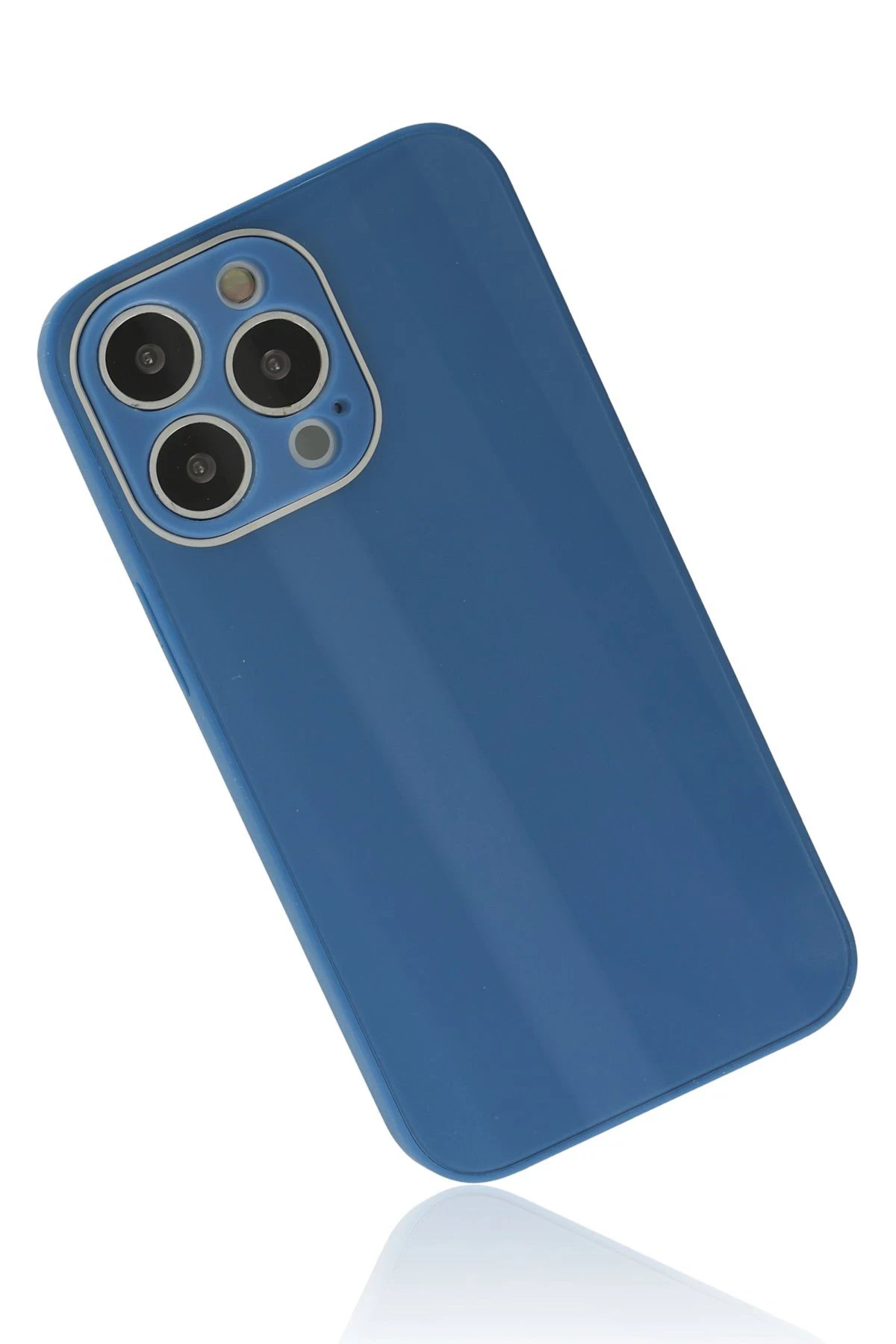 Newface iPhone 13 Pro Kılıf Glass Kapak - Mavi