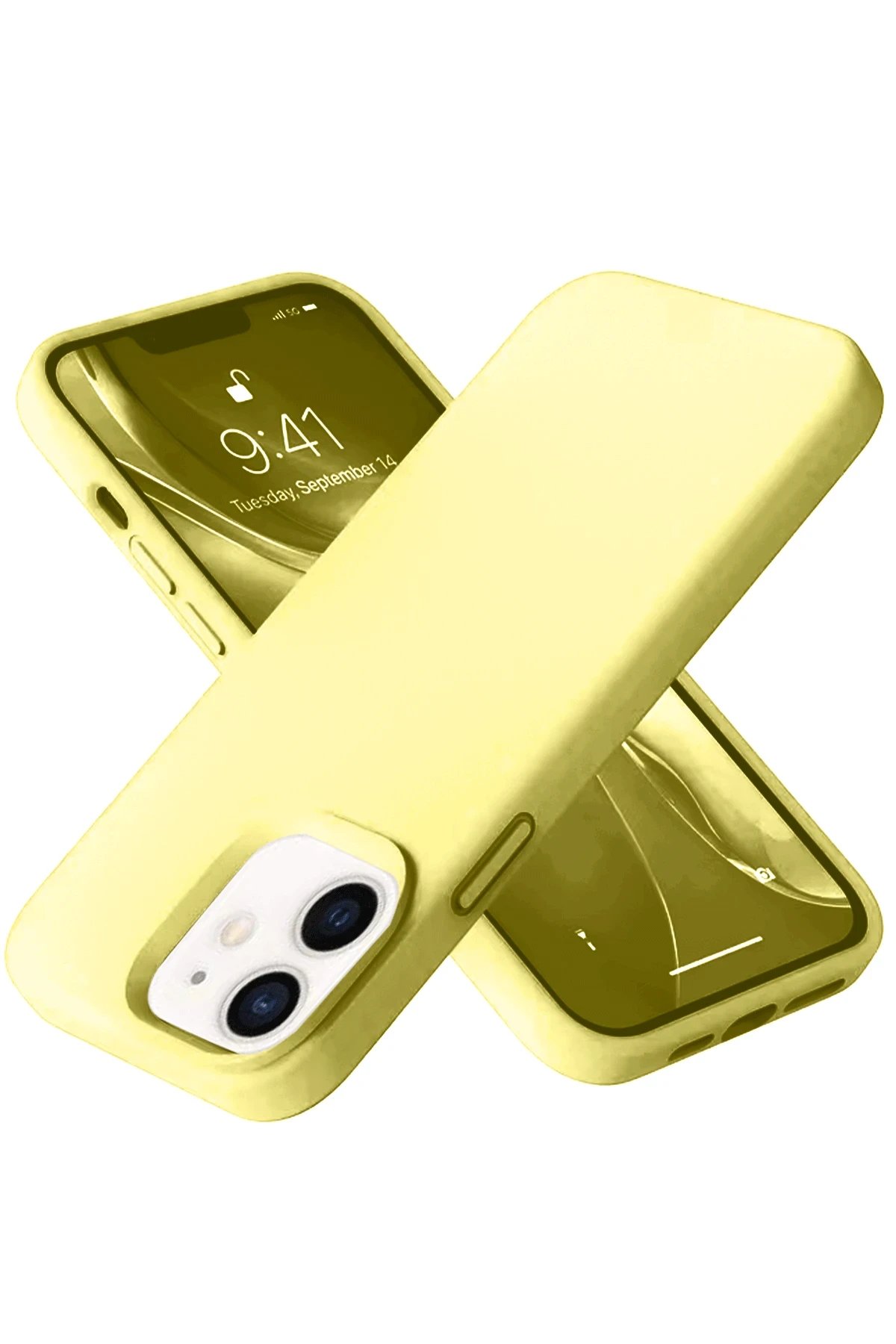 Newface iPhone 12 Kılıf Nano içi Kadife Silikon- Sarı