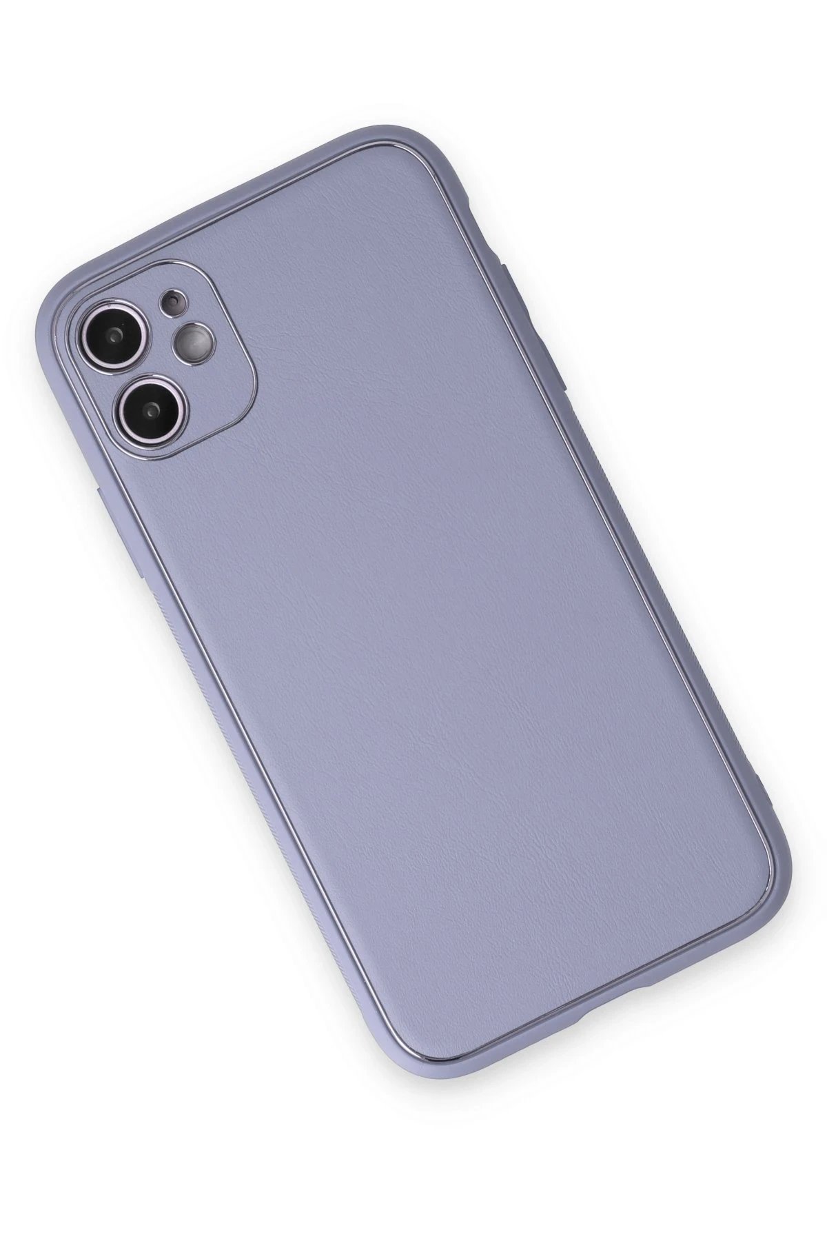 Newface iPhone 12 Kılıf Coco Deri Silikon Kapak - Açık Lila