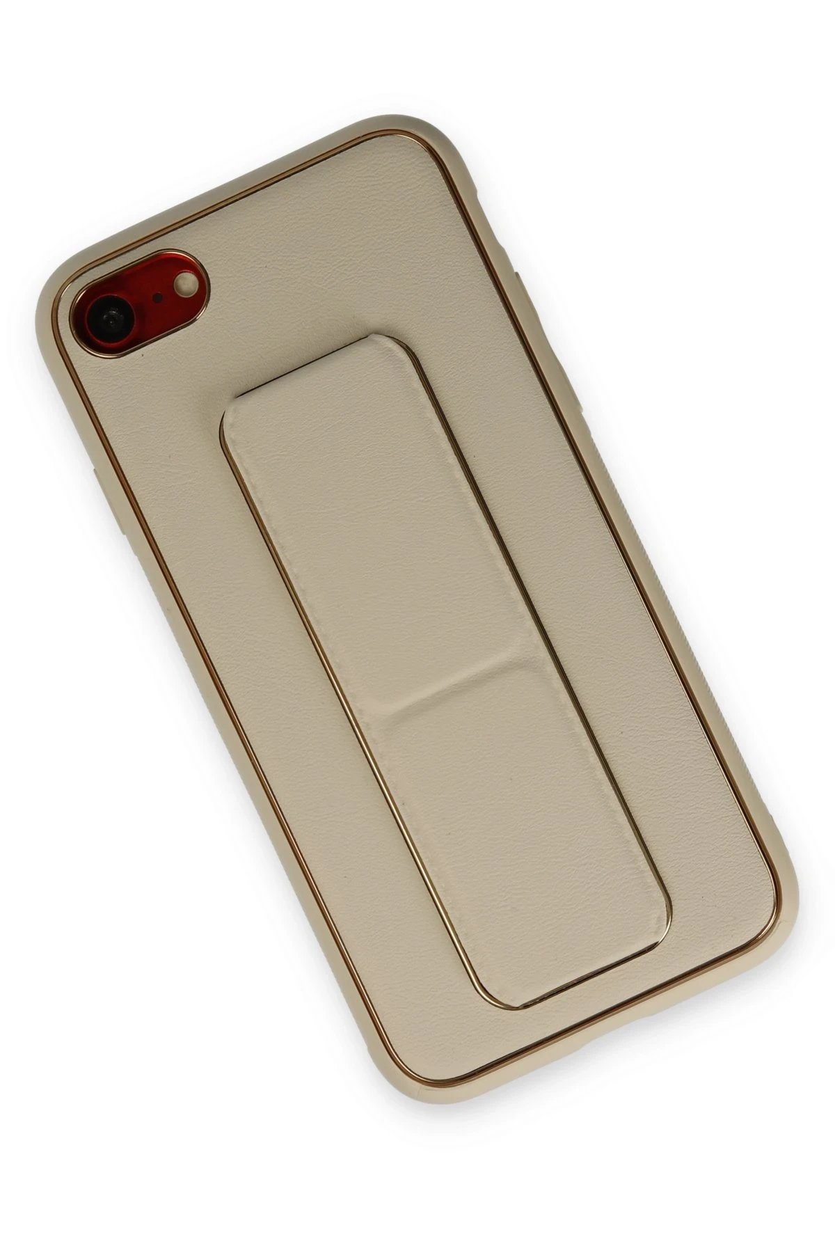 Newface iPhone 7 Kılıf Coco Deri Standlı Kapak - Gold