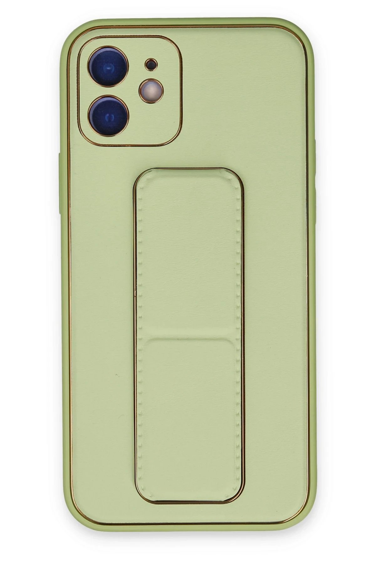 Newface iPhone 12 Kılıf Coco Deri Standlı Kapak - Su Yeşili