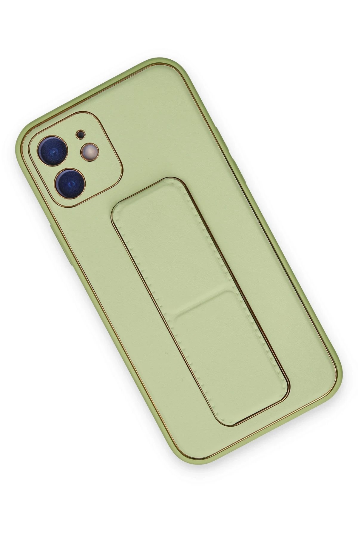 Newface iPhone 12 Kılıf Coco Deri Standlı Kapak - Su Yeşili