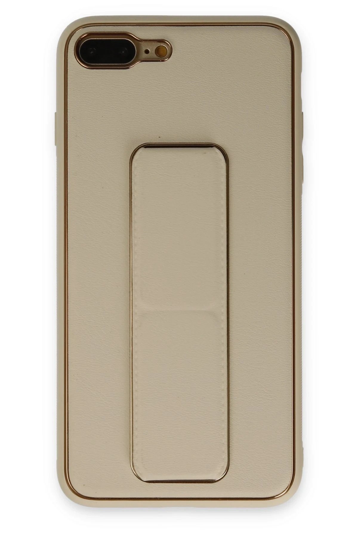 Newface iPhone 7 Plus Kılıf Coco Deri Standlı Kapak - Gold