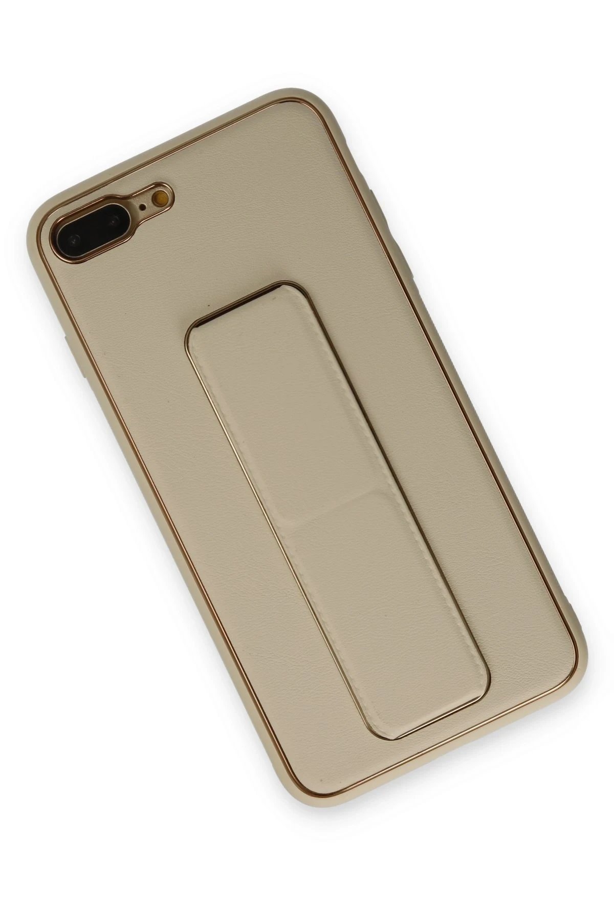 Newface iPhone 7 Plus Kılıf Coco Deri Standlı Kapak - Gold