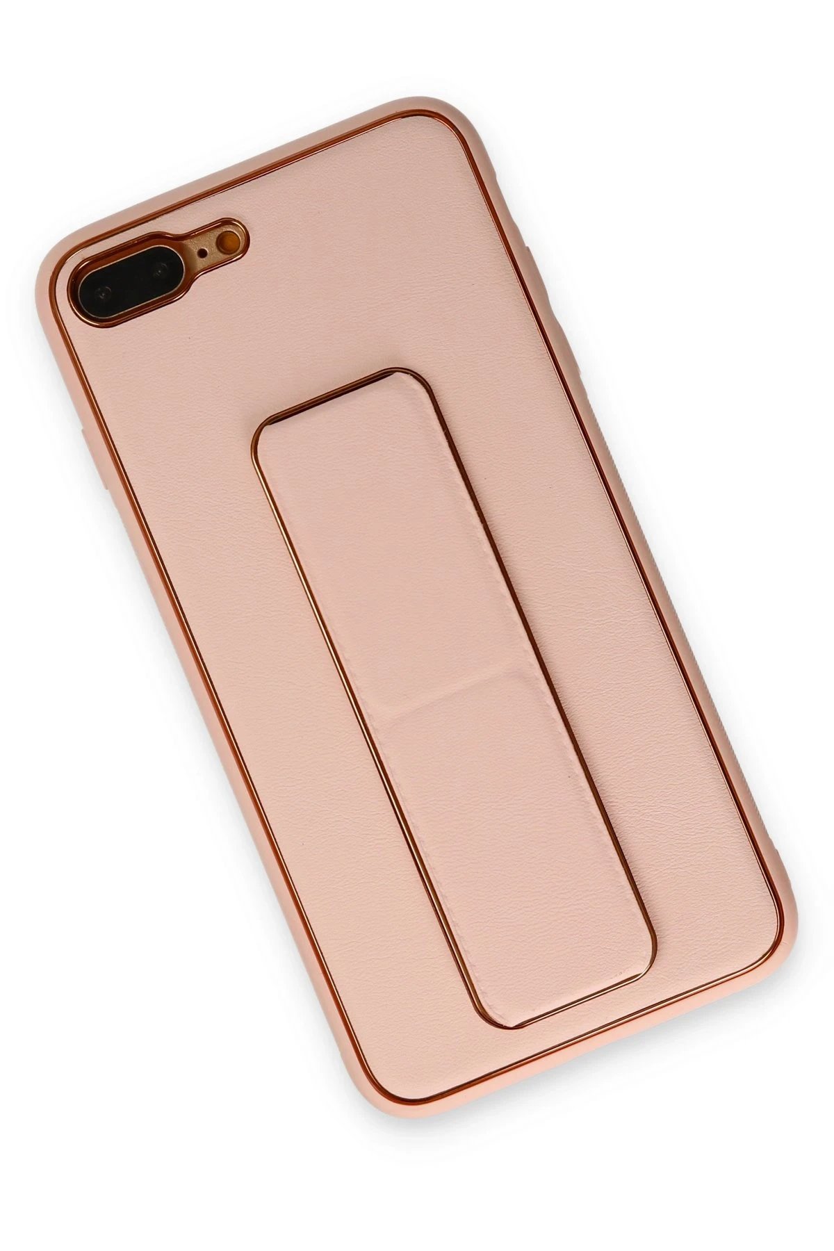 Newface iPhone 7 Plus Kılıf Coco Deri Standlı Kapak - Pudra