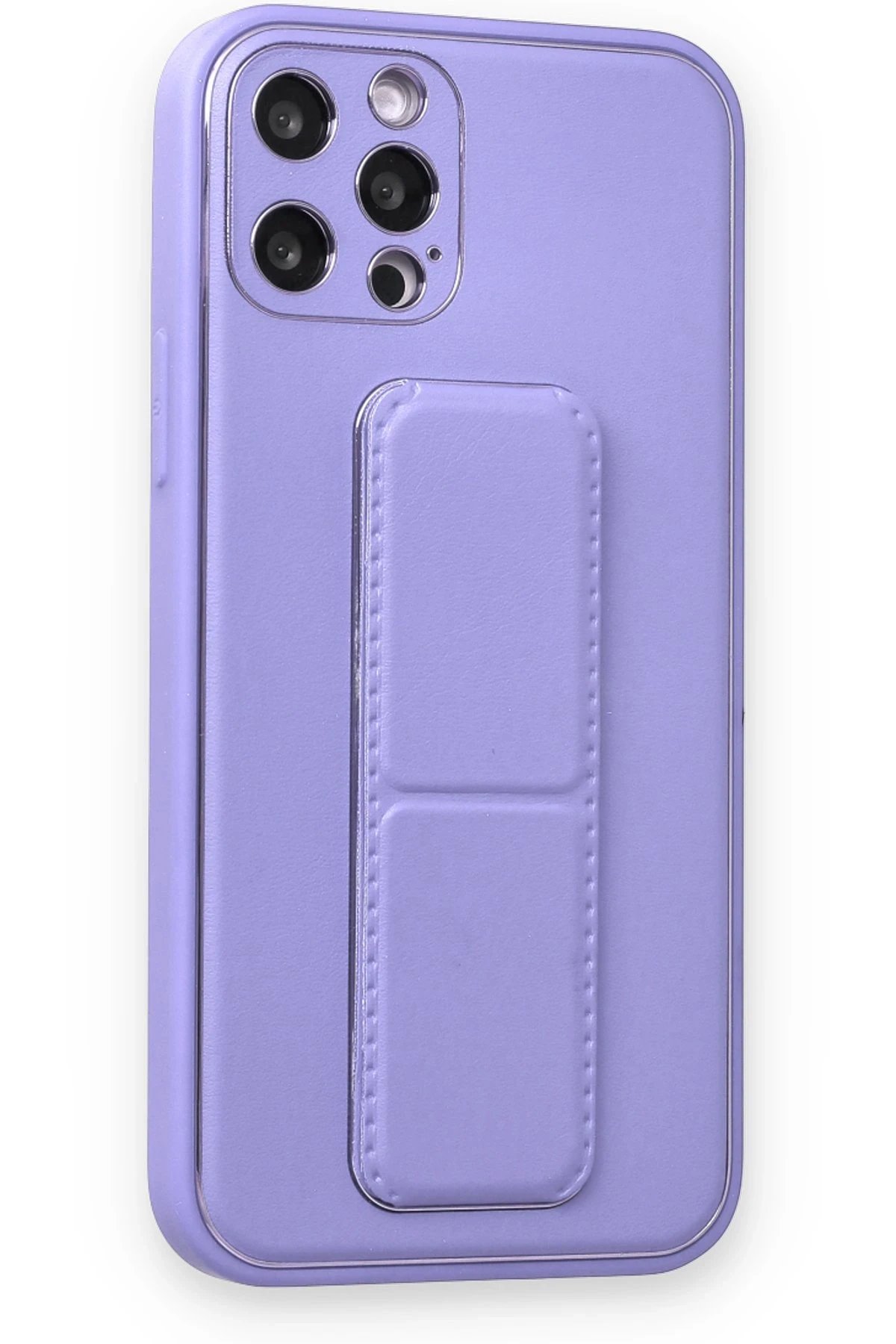 Newface iPhone 12 Pro Kılıf Coco Deri Standlı Kapak - Koyu Lila