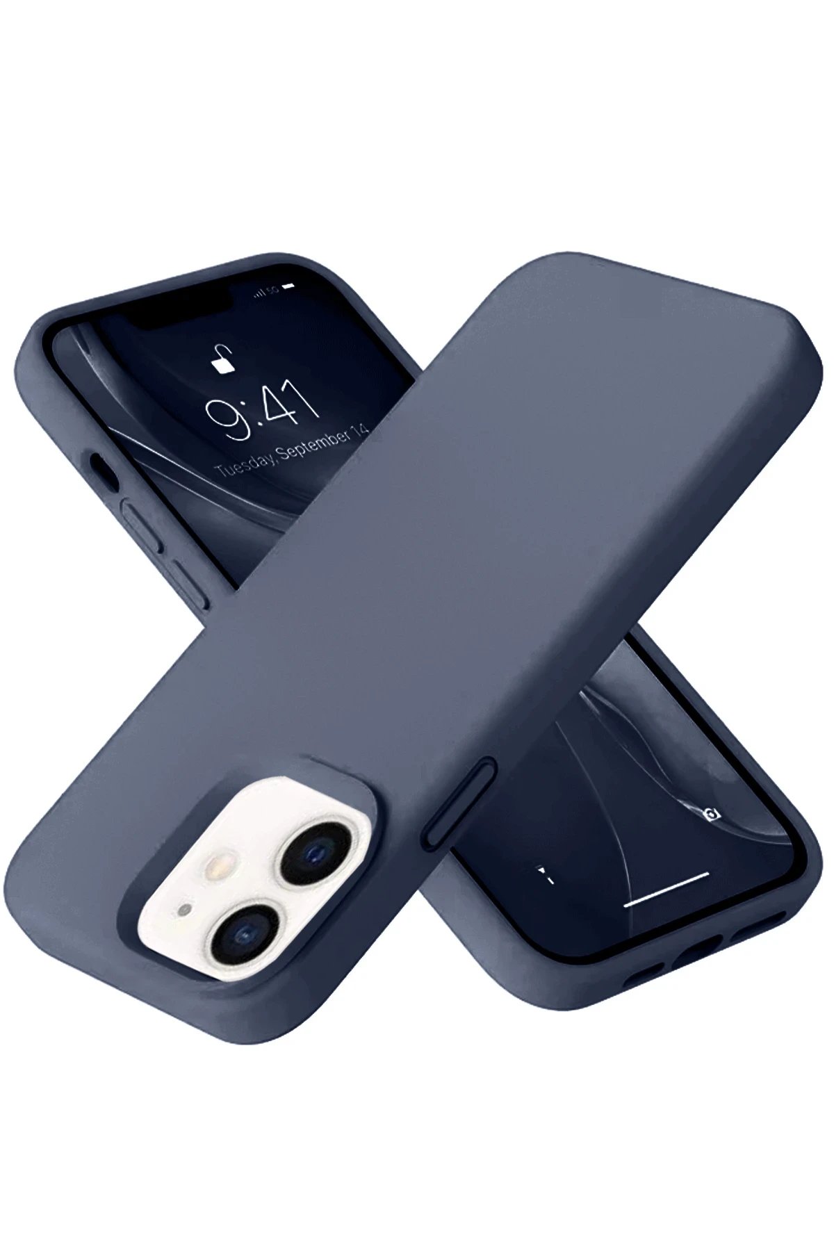 Newface iPhone 12 Kılıf Nano içi Kadife Silikon - Lacivert