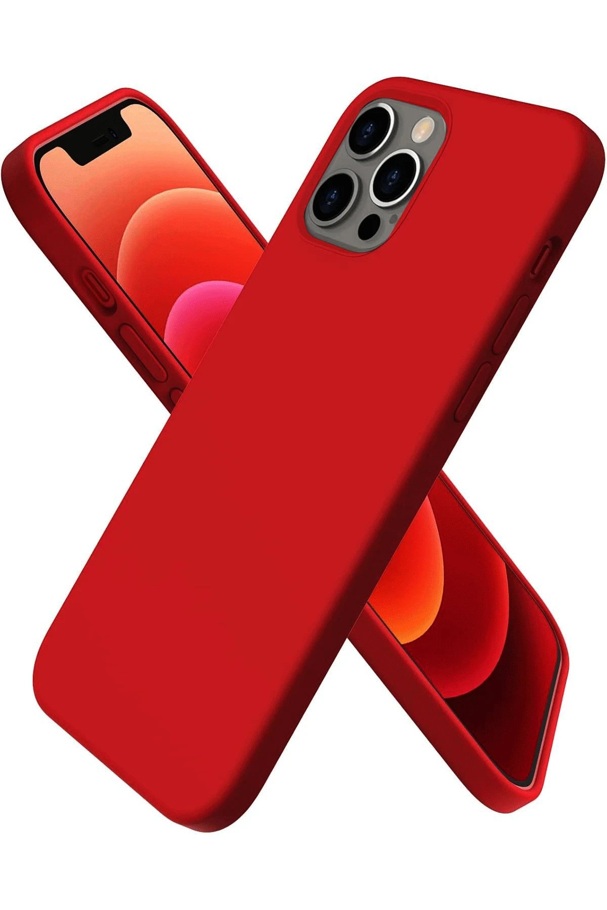 Newface iPhone 12 Pro Max Kılıf First Silikon - Koyu Kırmızı