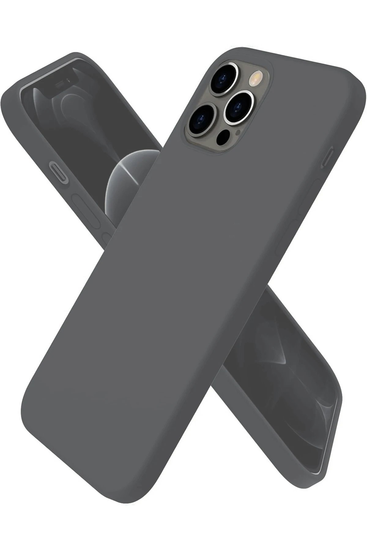 Newface iPhone 12 Pro Max Kılıf First Silikon - Gri